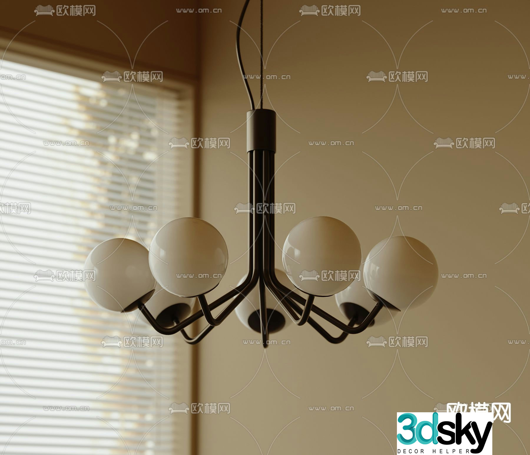 Medieval style chandelier multi-head chandelier 3D model