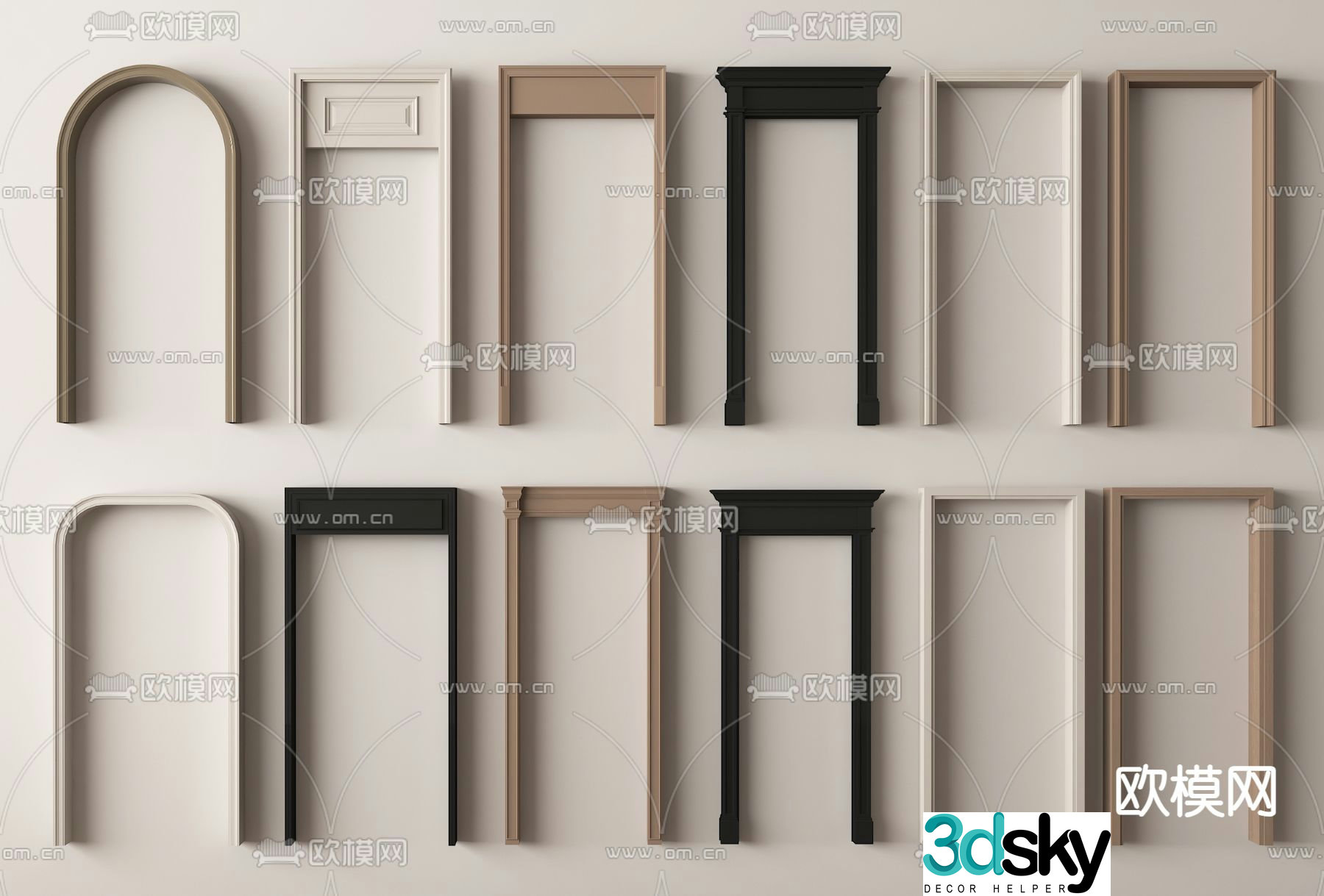 Simple European door frame doorway door hole 3D model