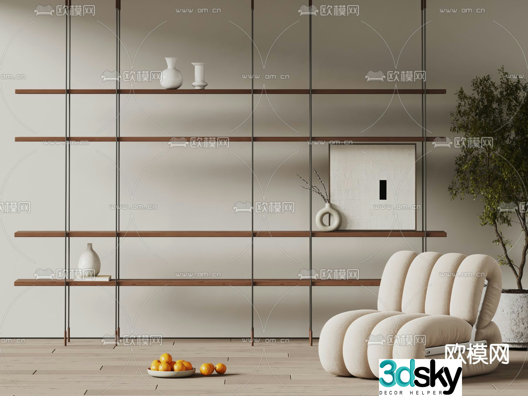 Modern decorative rack display rack storage rack 3d model