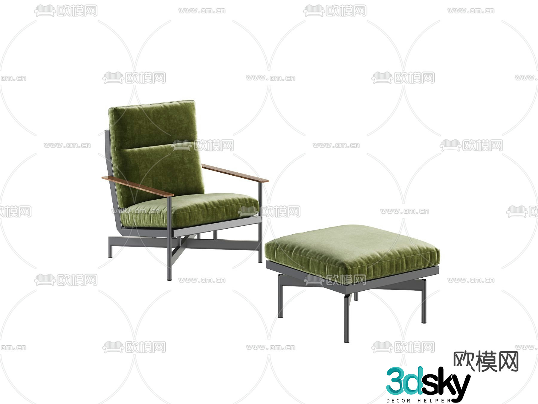 Modern leisure chair armchair pedal 3d model