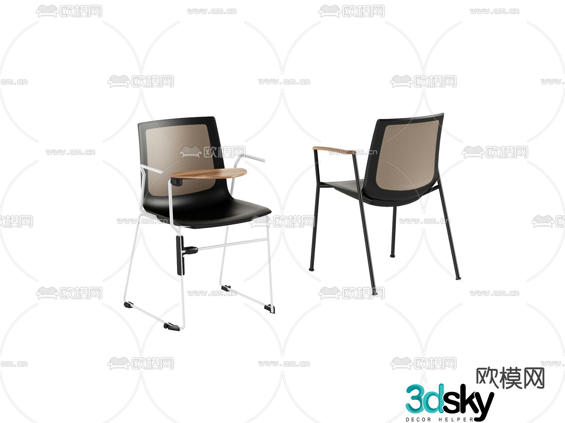 Office chair class chair training chair 3d model