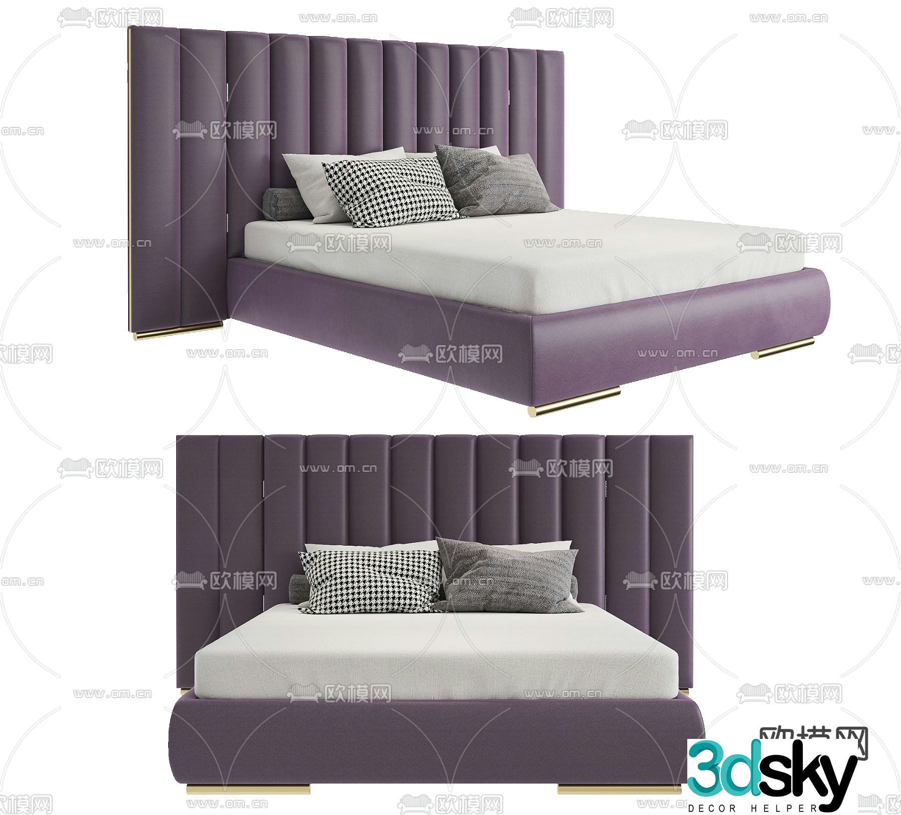 Modern double bed 3d model