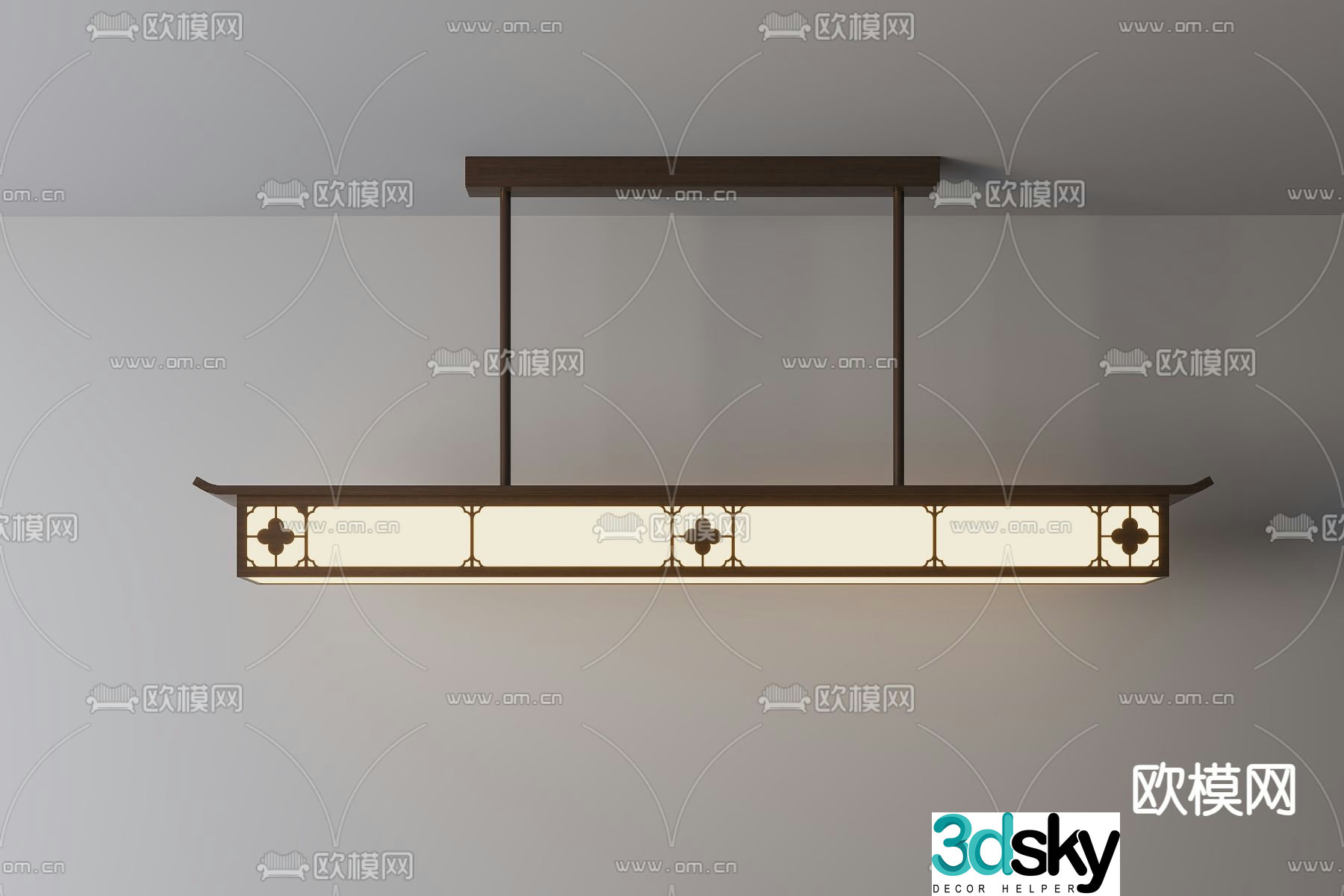 New Chinese style chandelier long chandelier 3d model