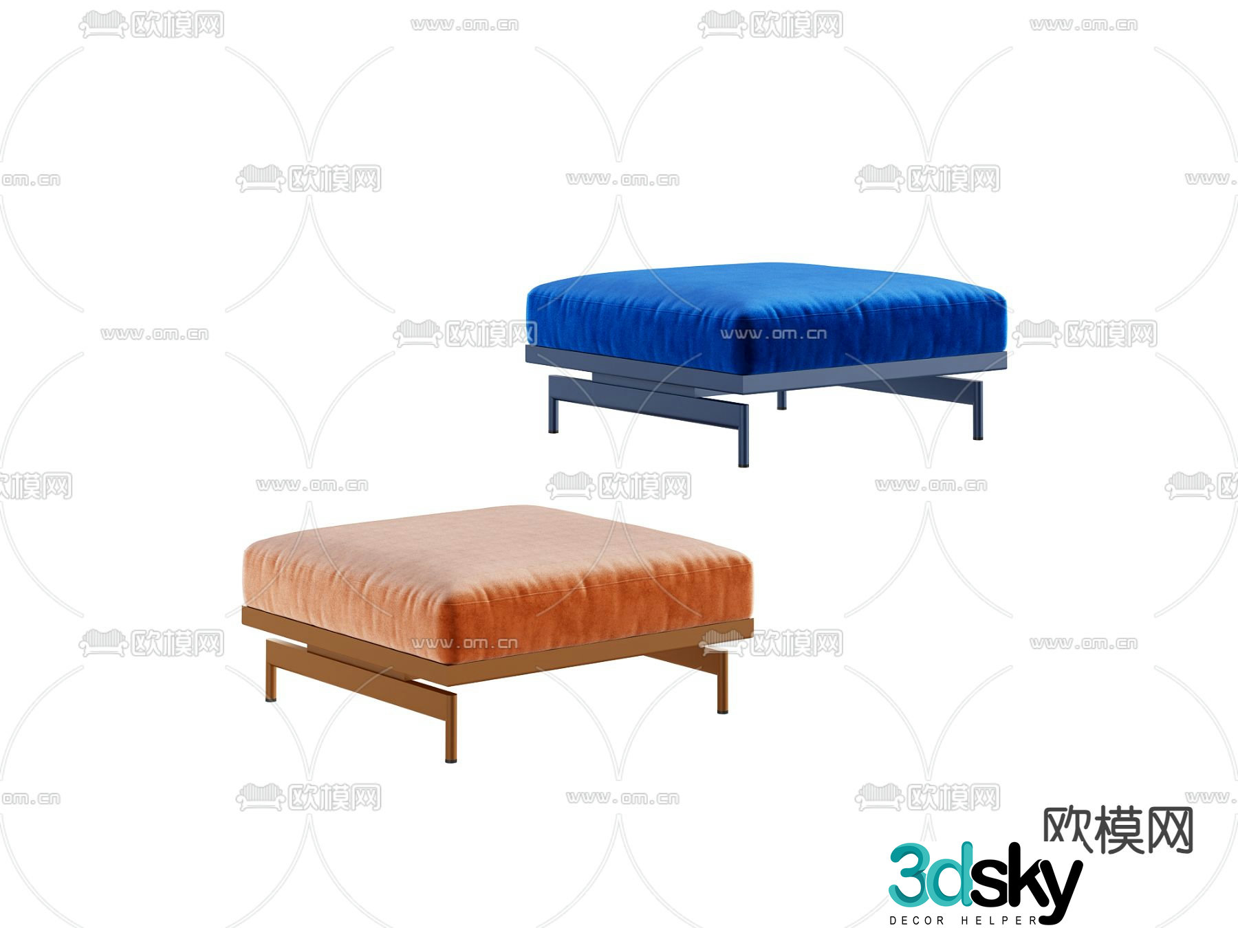 Stool Sofa Stool Low Stool Footrest 3d model