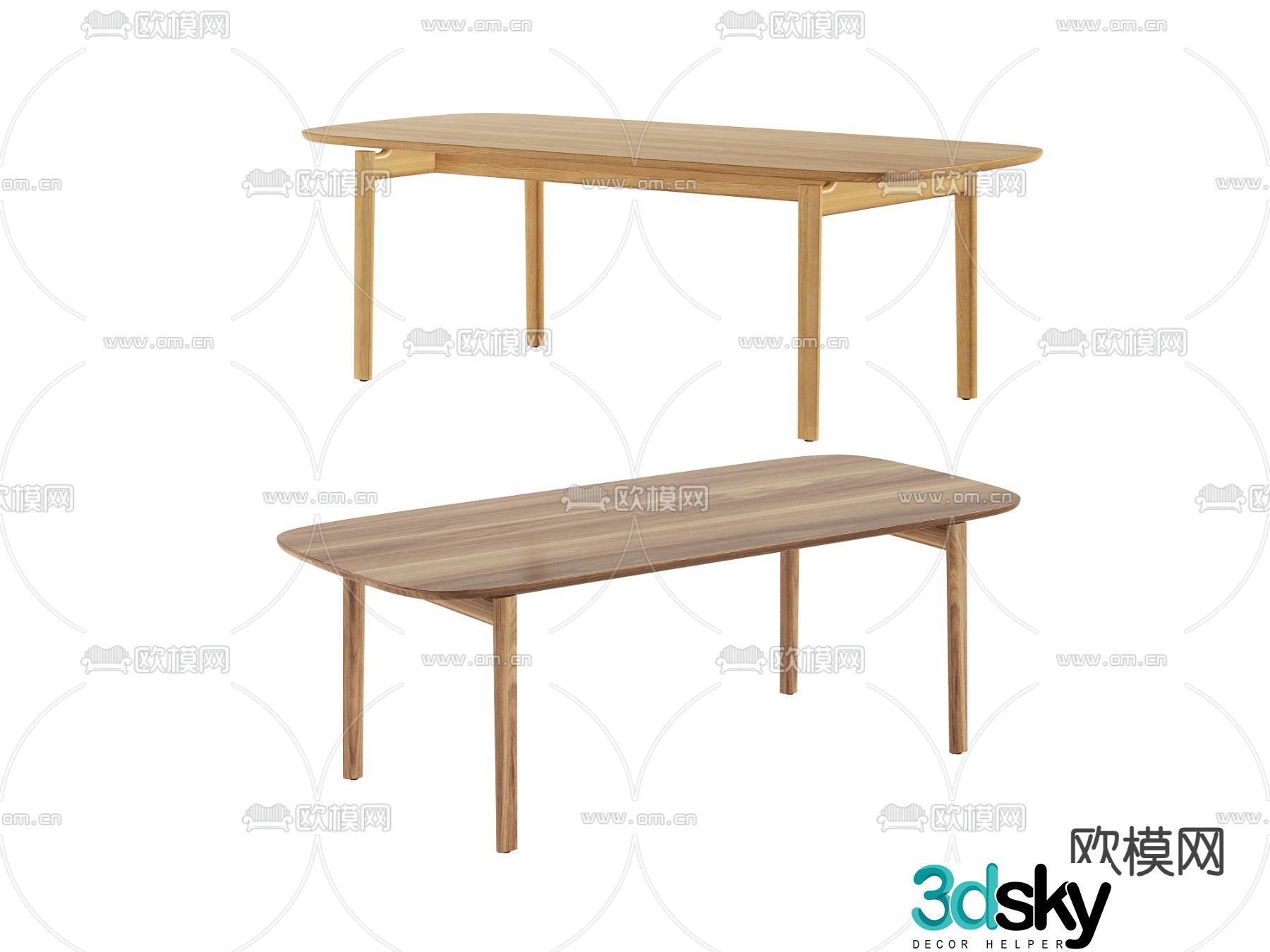 Solid wood dining table dining table 3d model