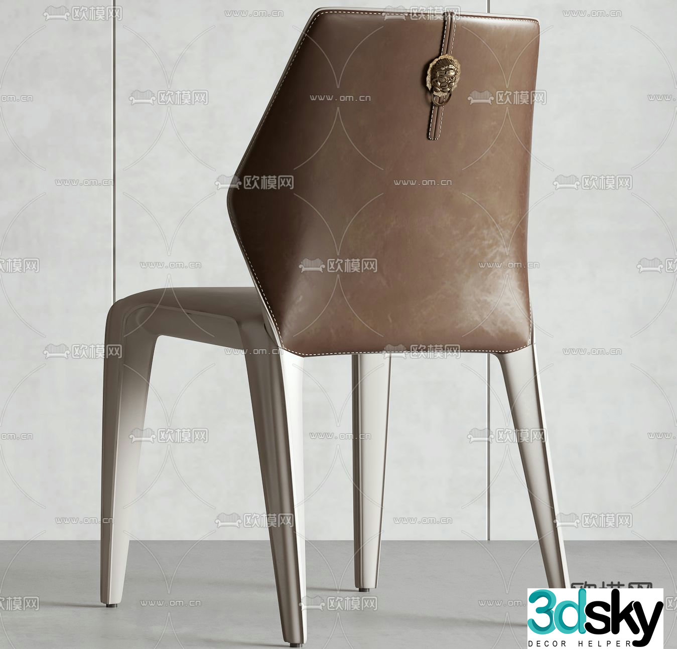 New Chinese style single chair leather chair 3d model
