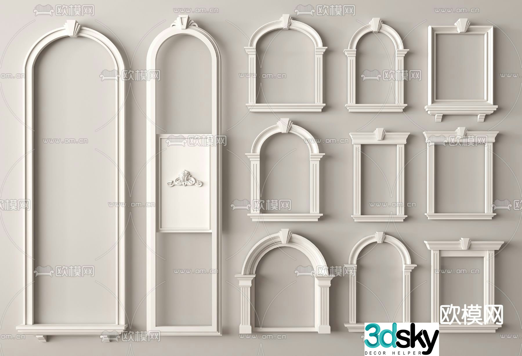 European style window cover door cover 3d model