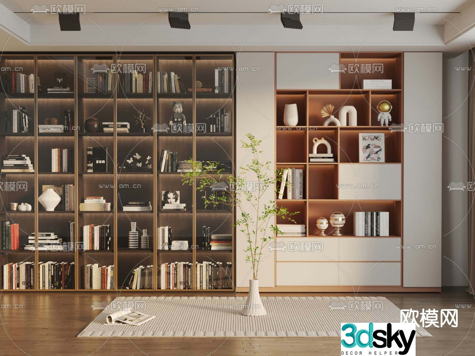 bookcase bookshelf storage rack 3d model