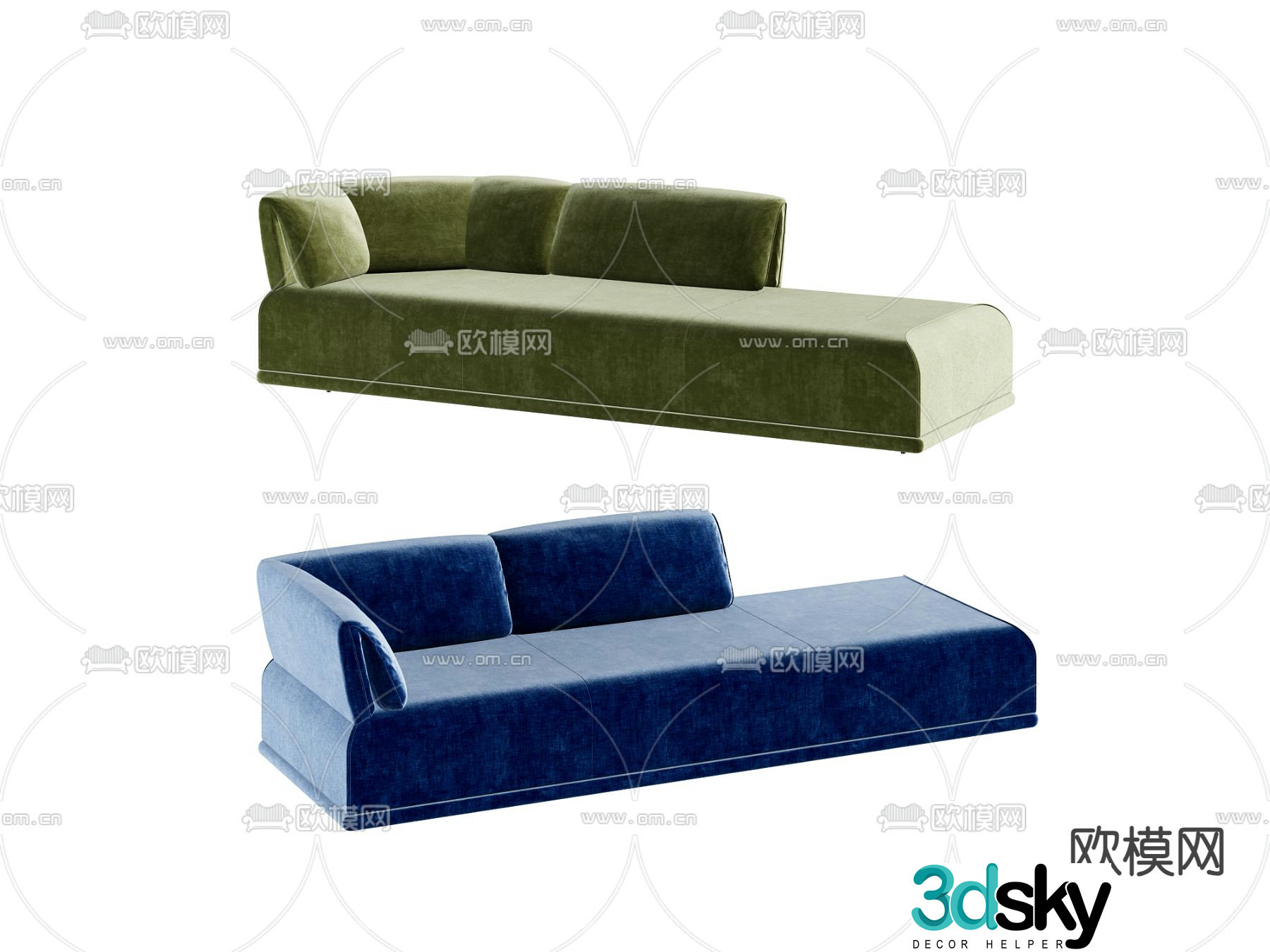 Modern sofa casual sofa three-person sofa 3d model