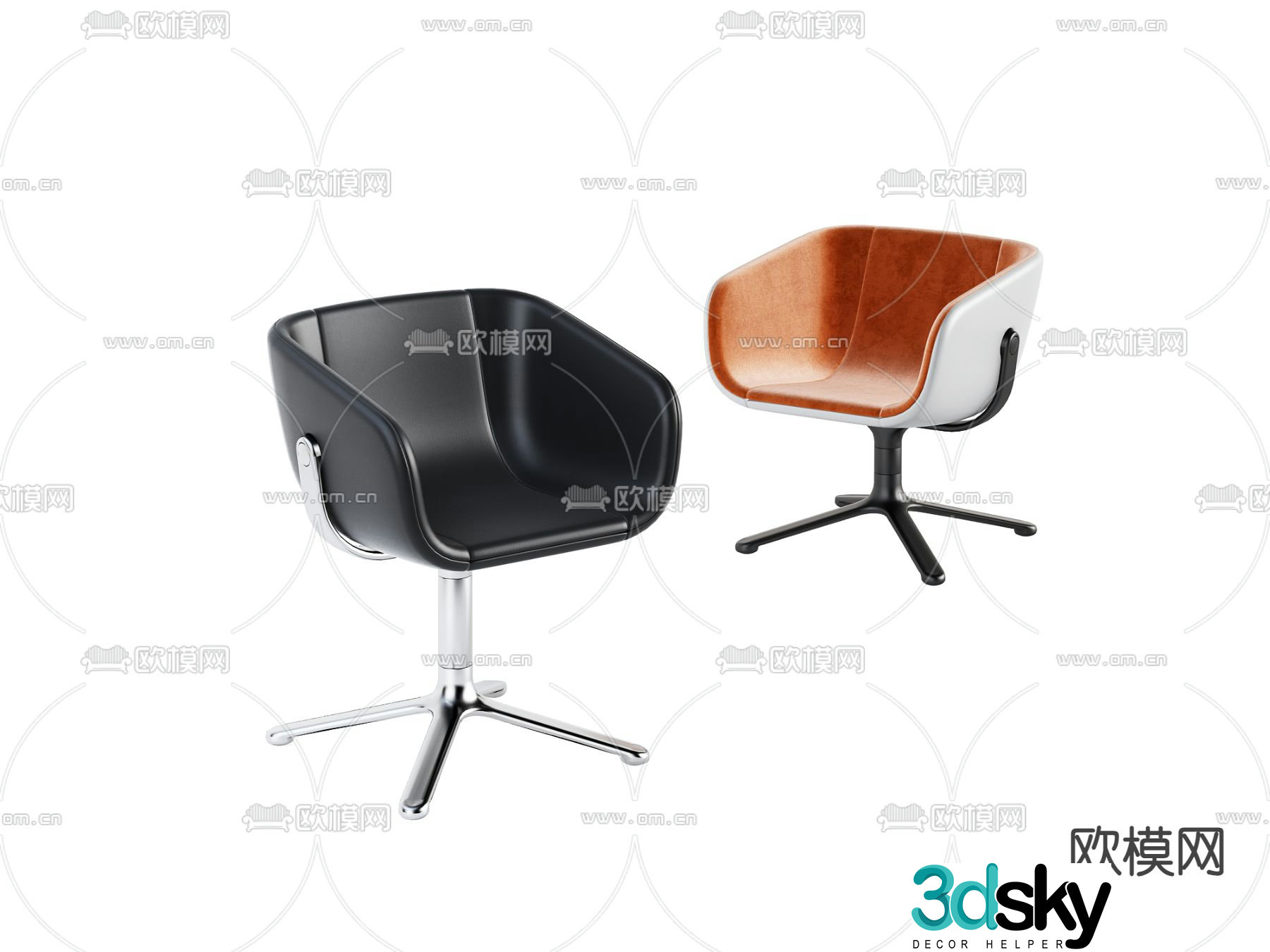 Leather office chair office chair conference chair swivel chair 3d model