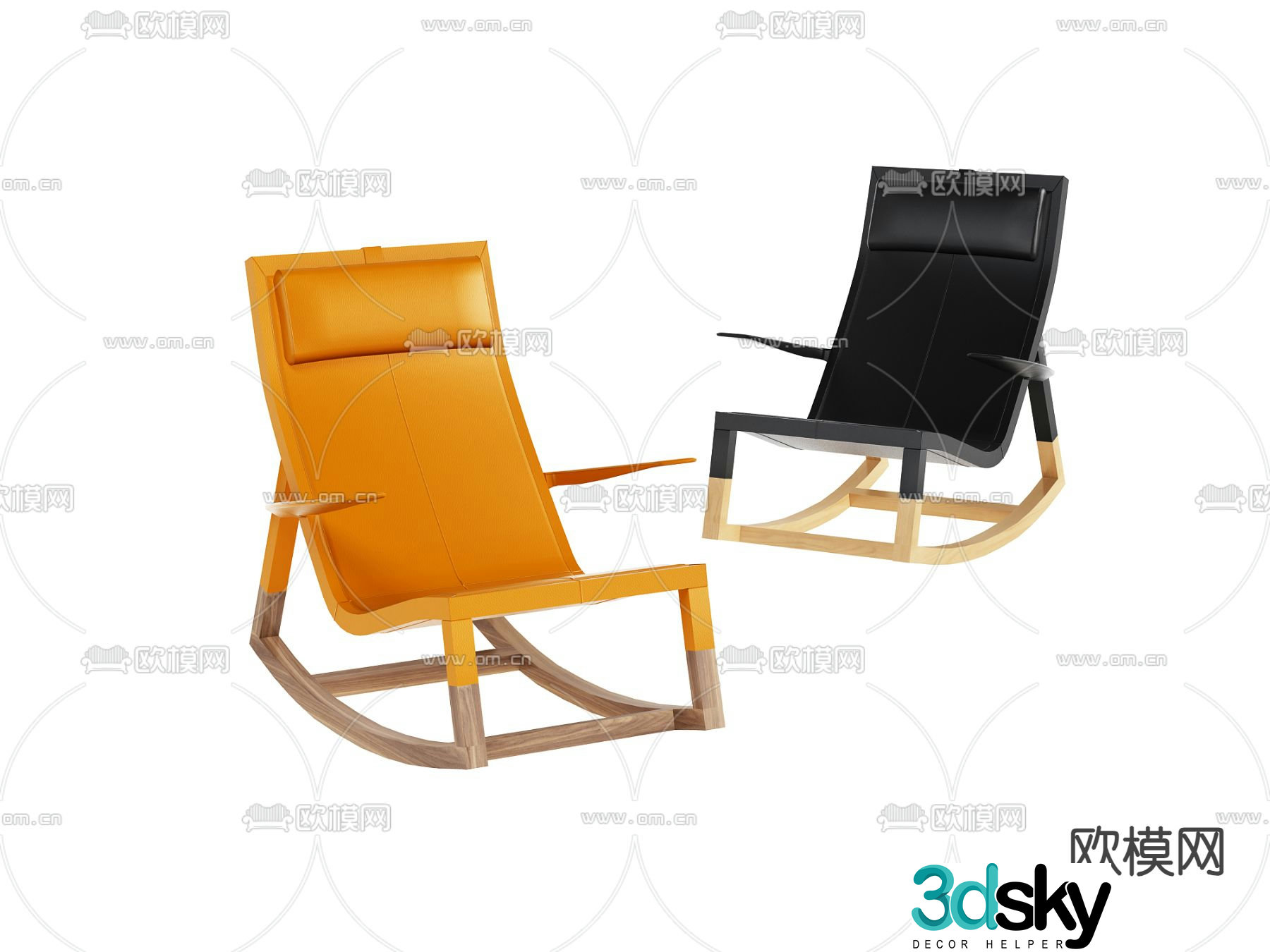 Modern leisure chair rocking chair 3d model