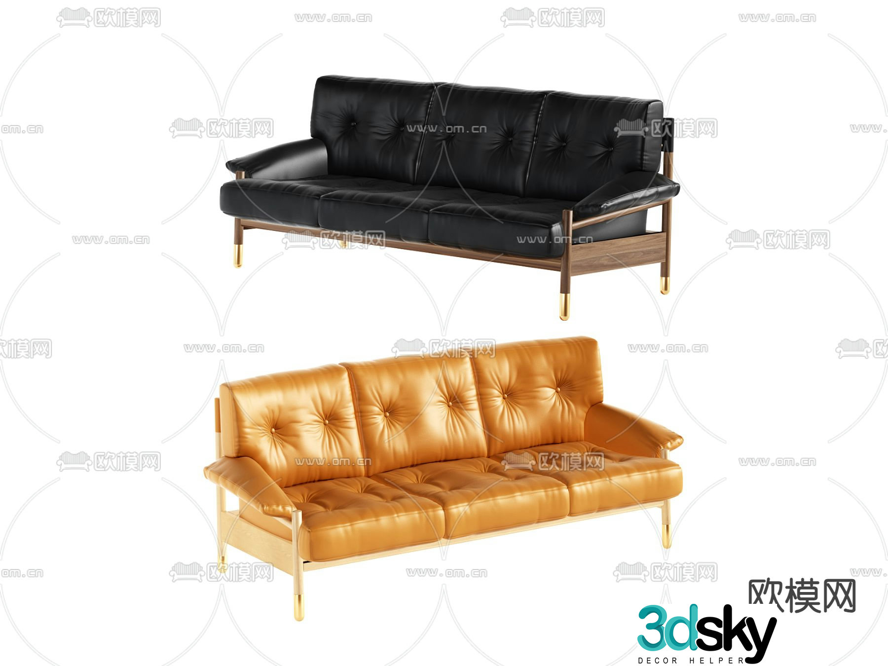 Three-person sofa 3d model