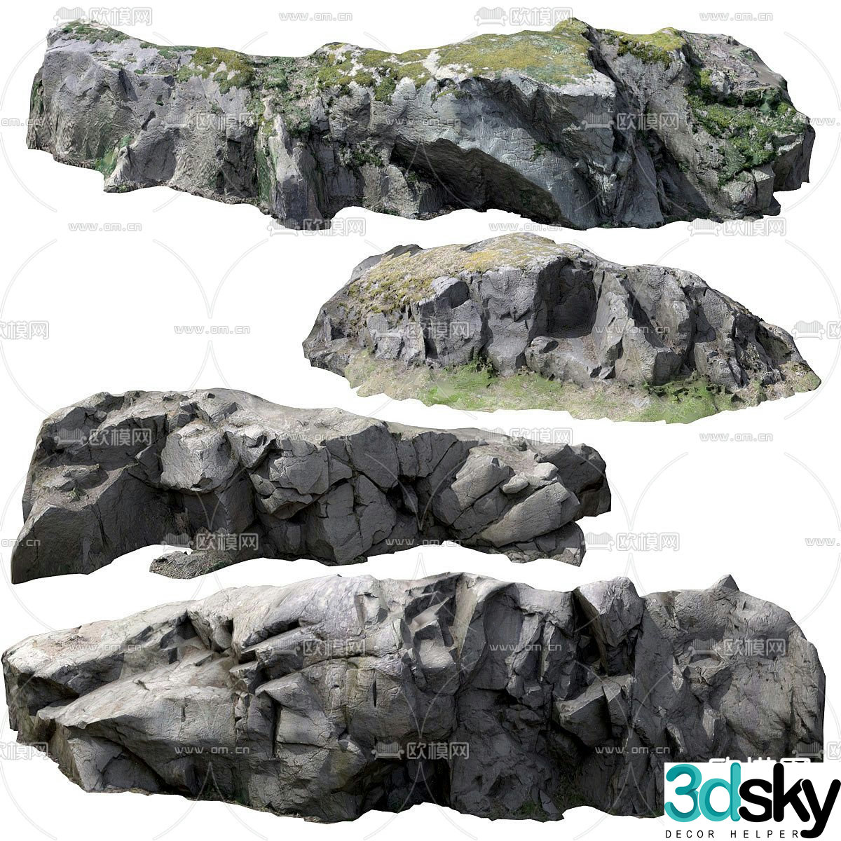 Modern rockery landscape stone 3D model