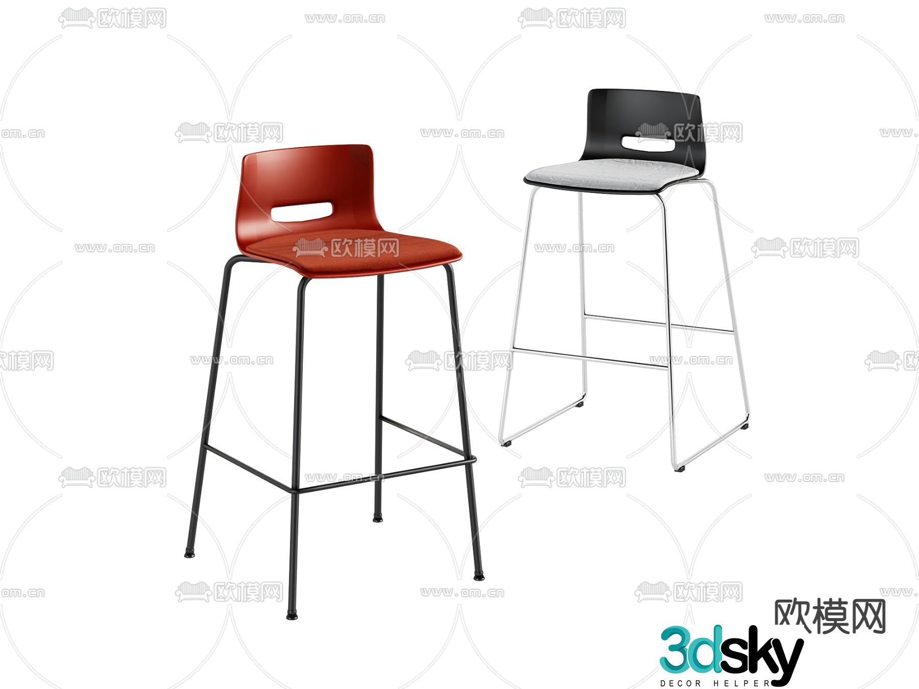 Modern bar stool bar stool high stool 3d model