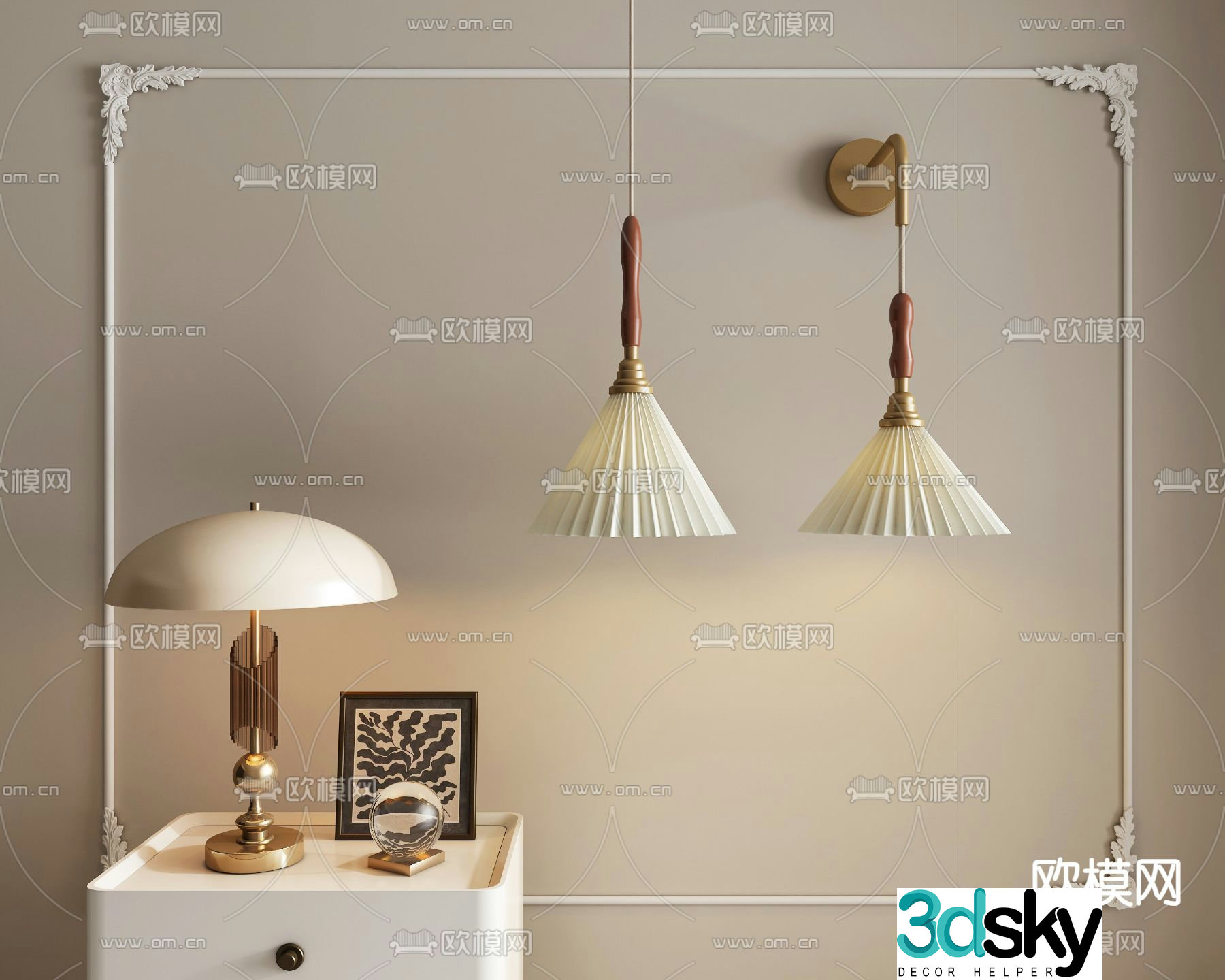 American chandelier pleated wall lamp 3d model