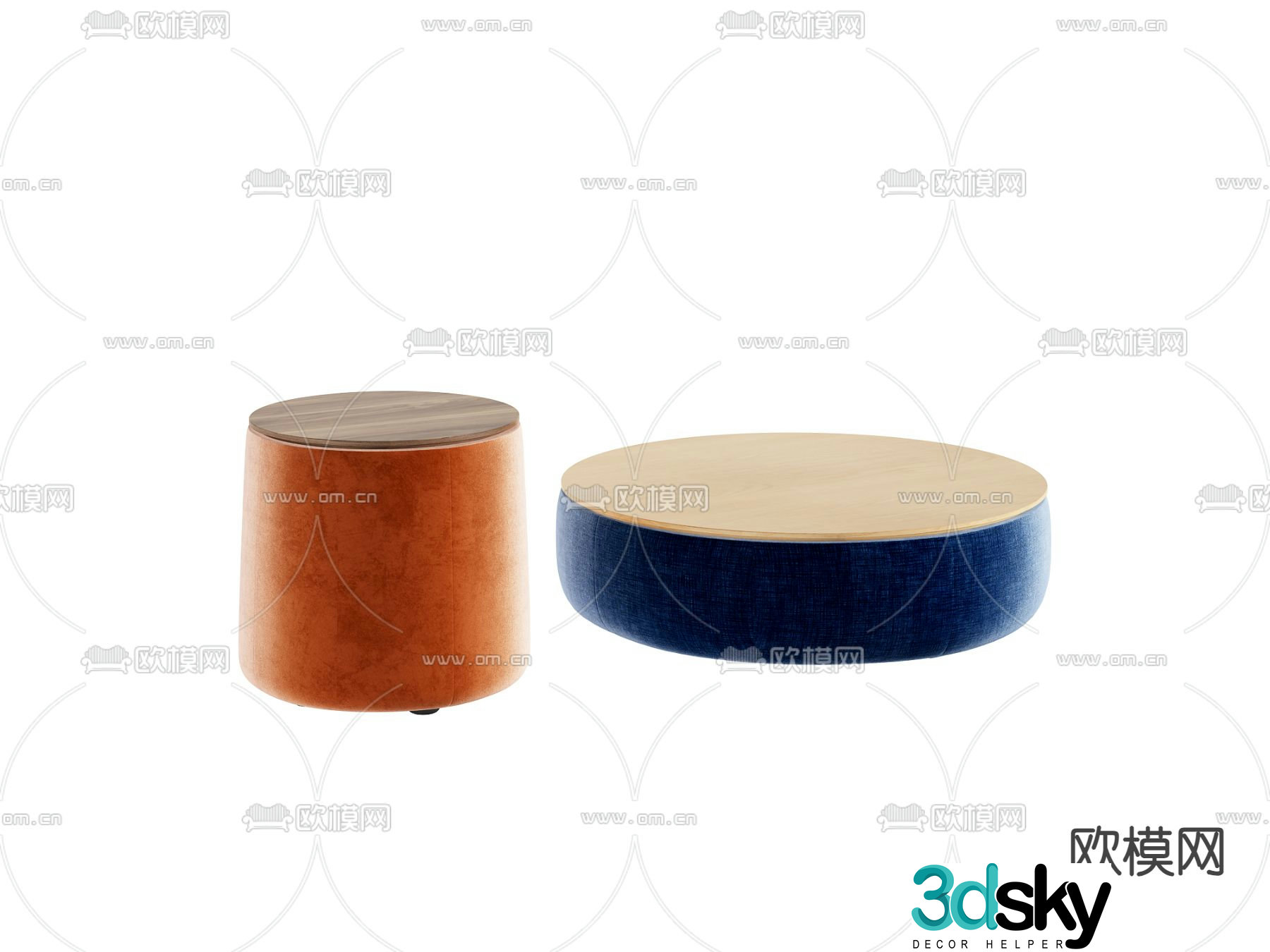 Modern sofa stool small round stool stool 3d model