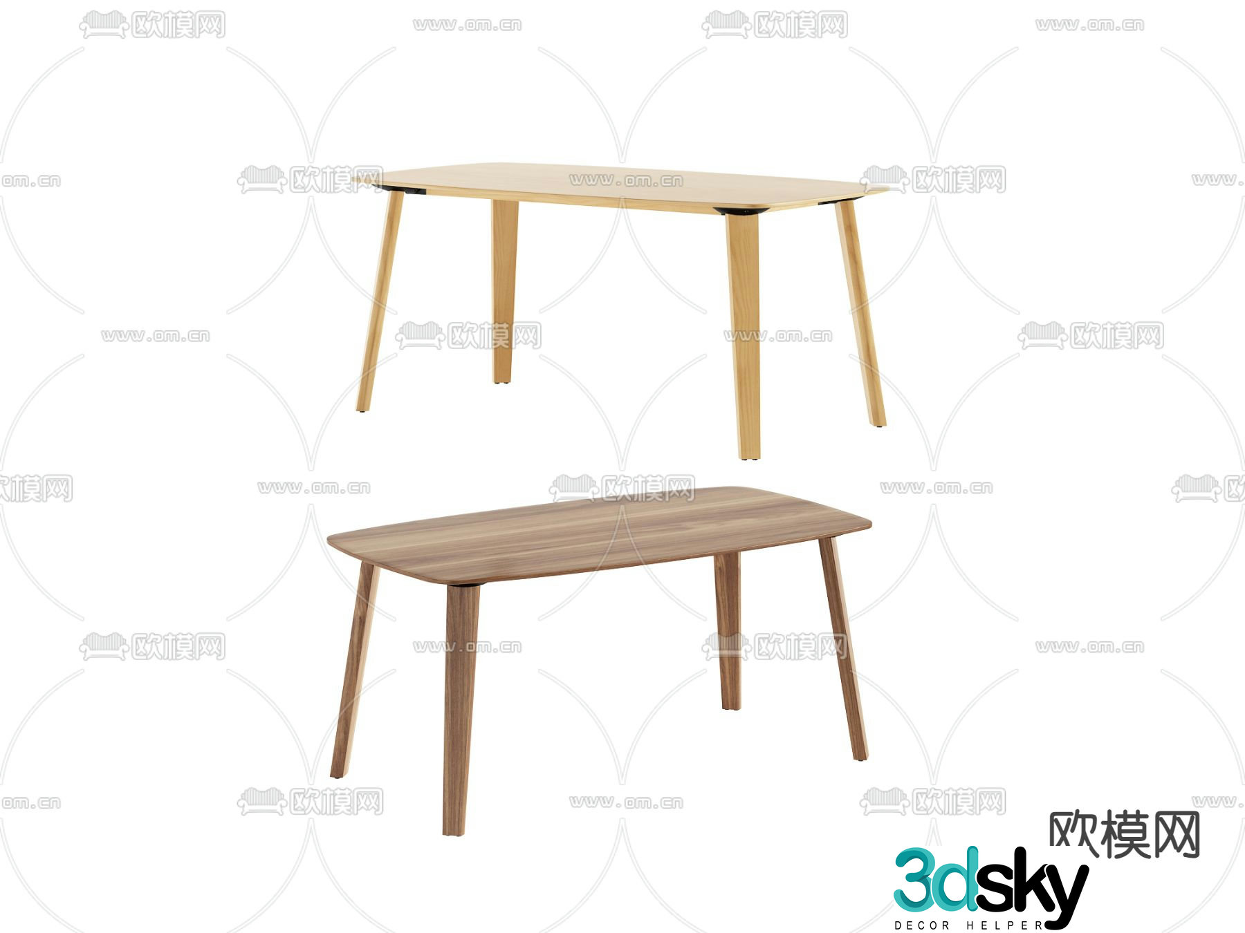 Wooden dining table office desk coffee table 3d model