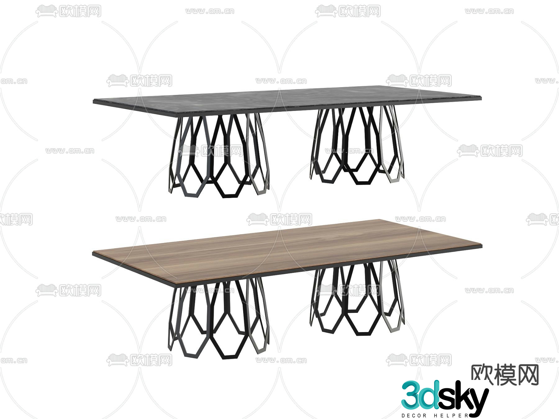 Modern dining table long table dining table 3d model