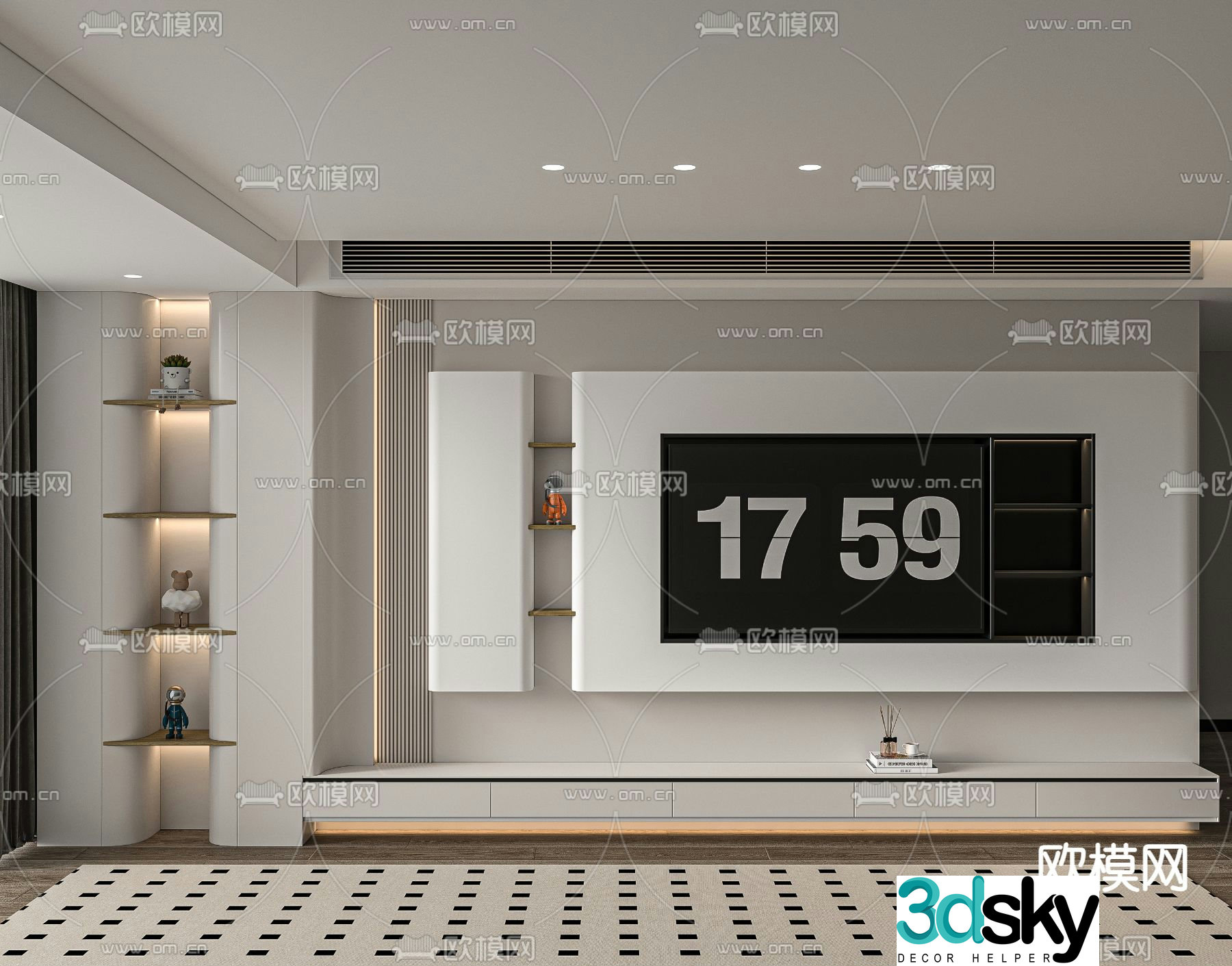 3d model of TV background wall