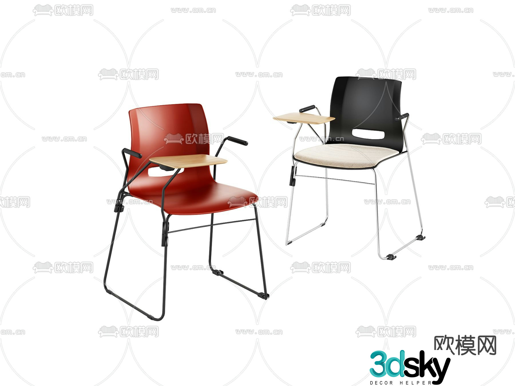 Modern office chair training chair 3d model