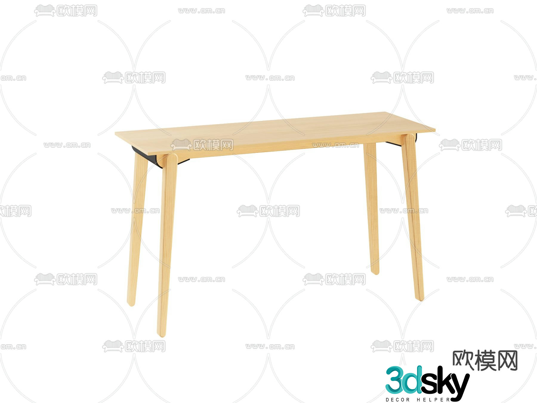 Solid wood dining table 3d model