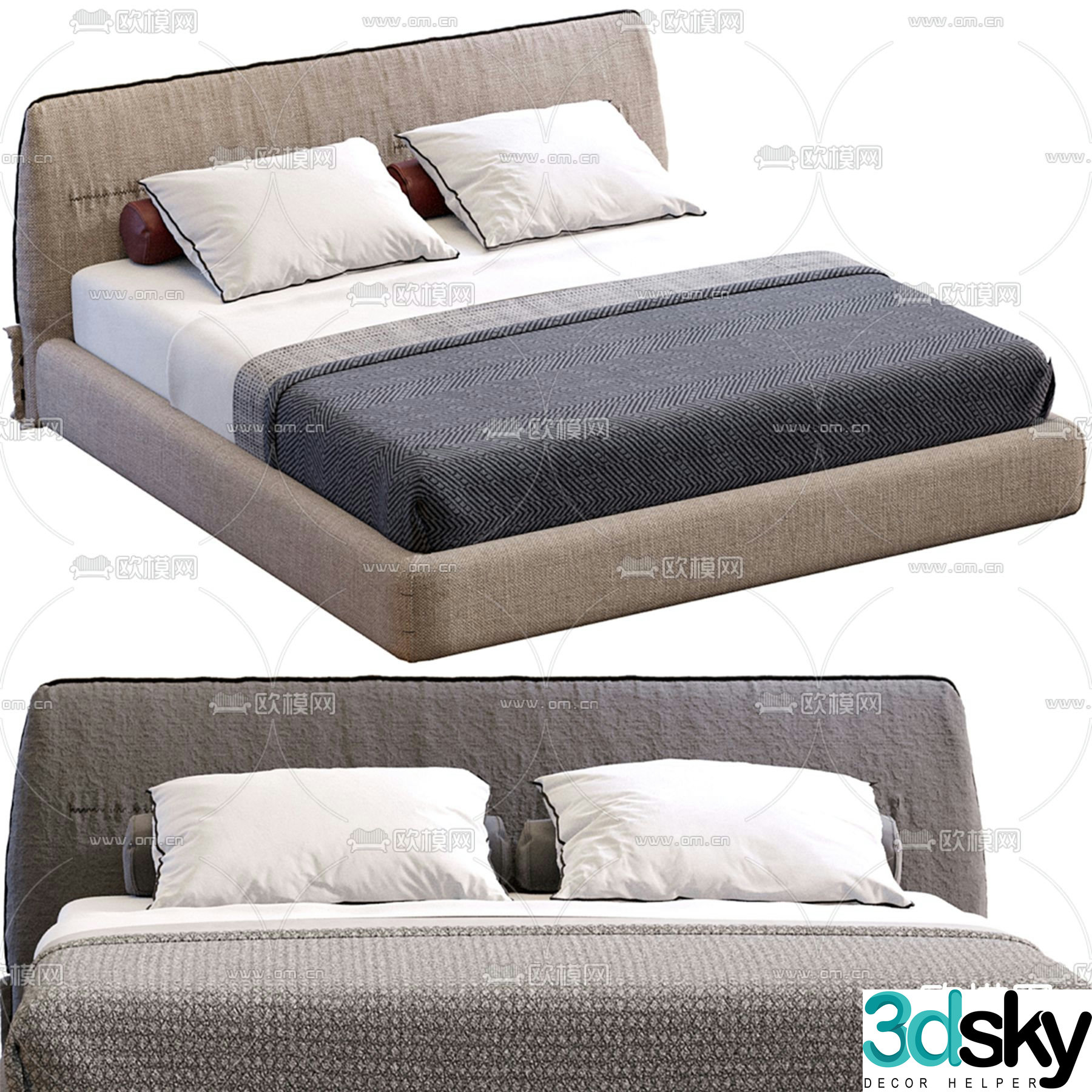 Modern double bed 3d model