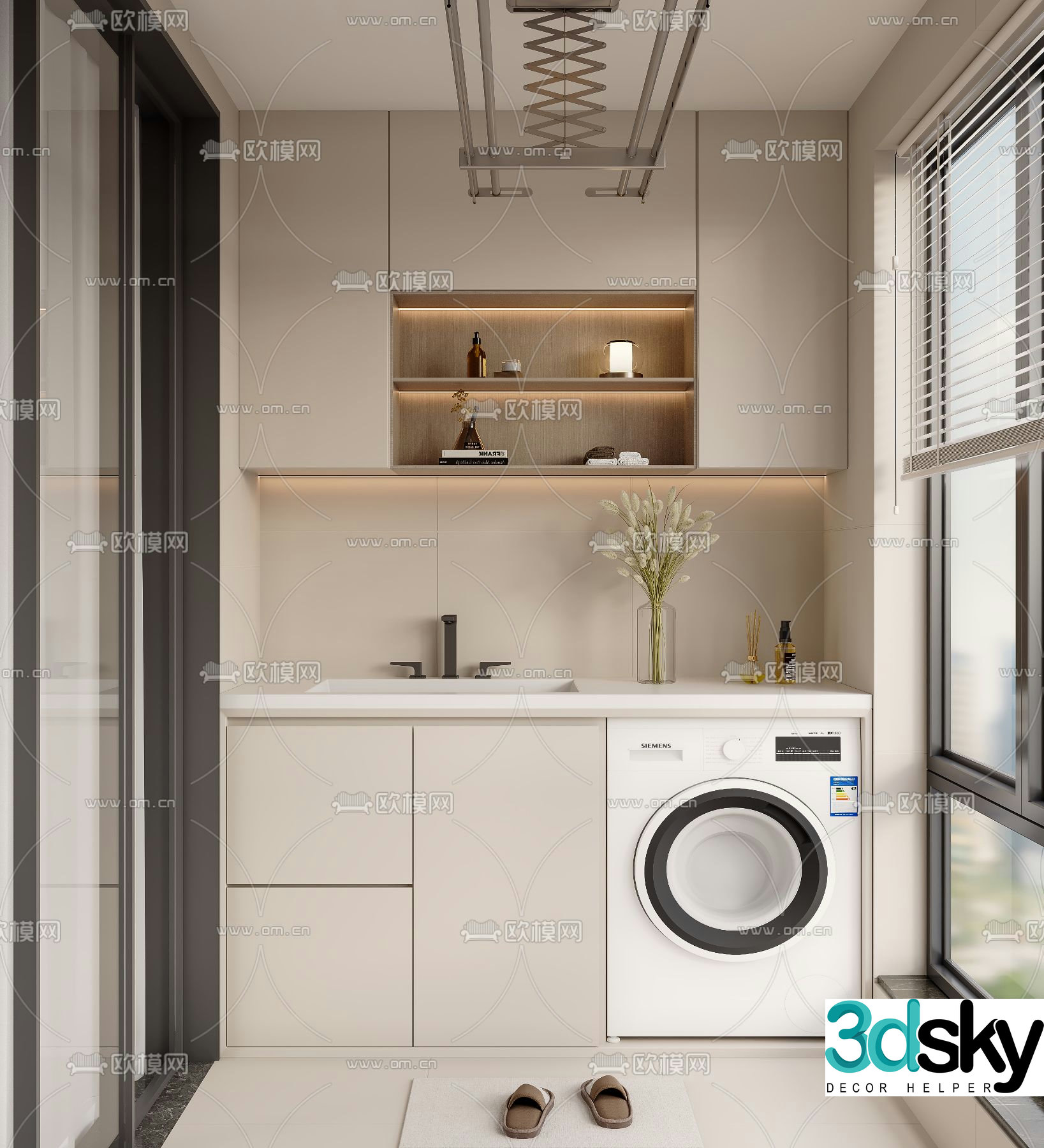 Living balcony laundry room 3d model