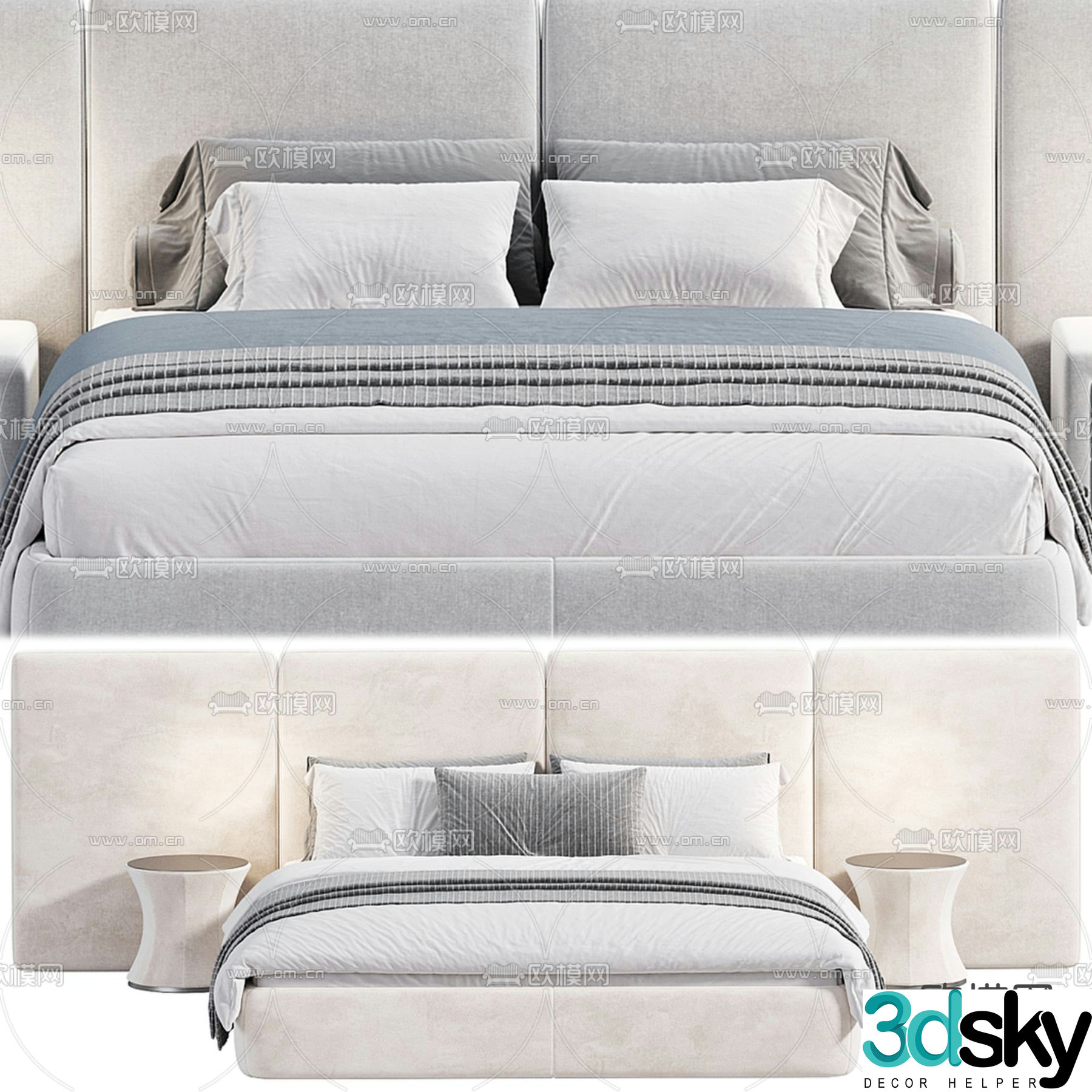 Simple double bed 3d model