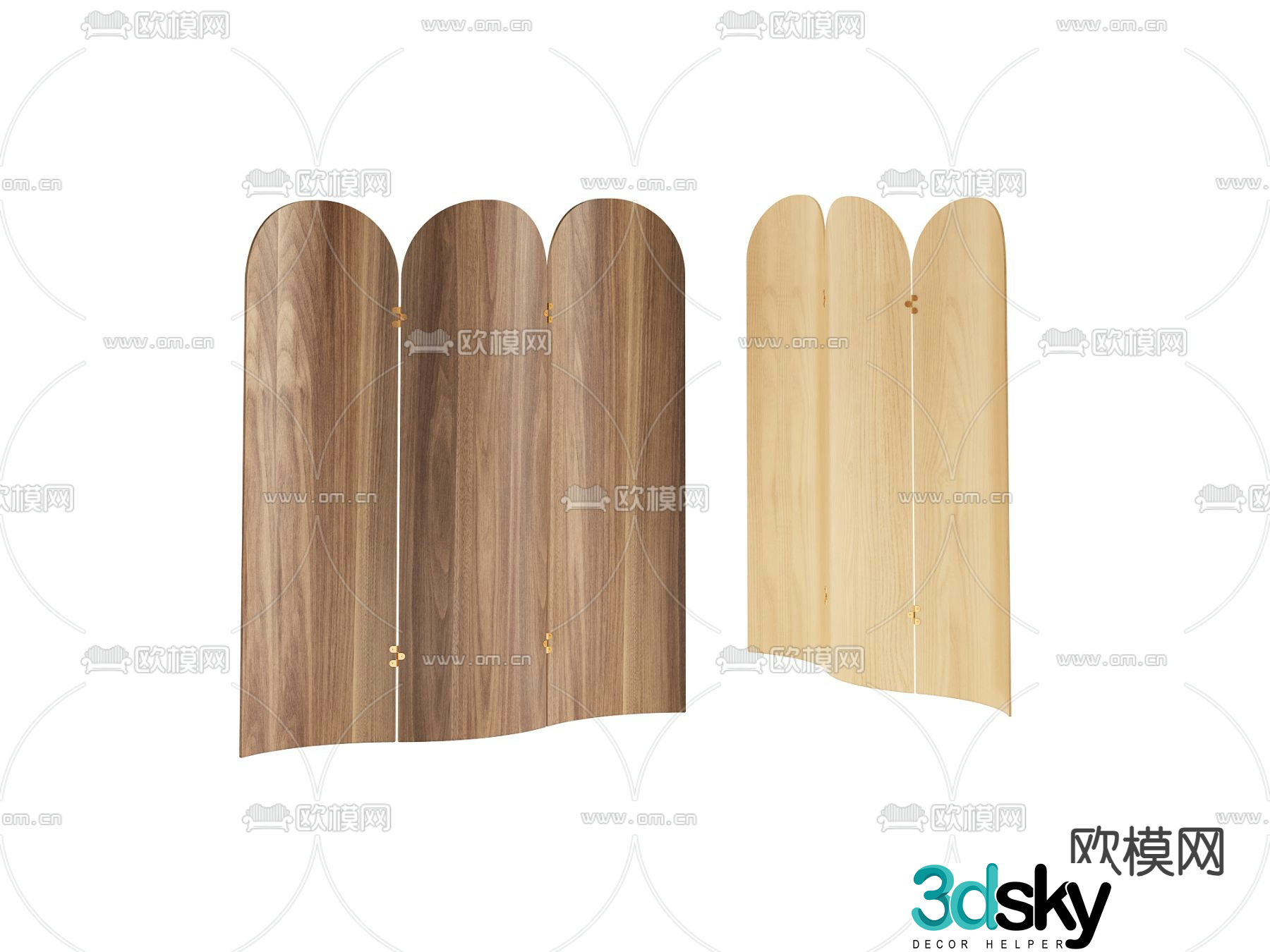 Solid wood screen partition 3d model