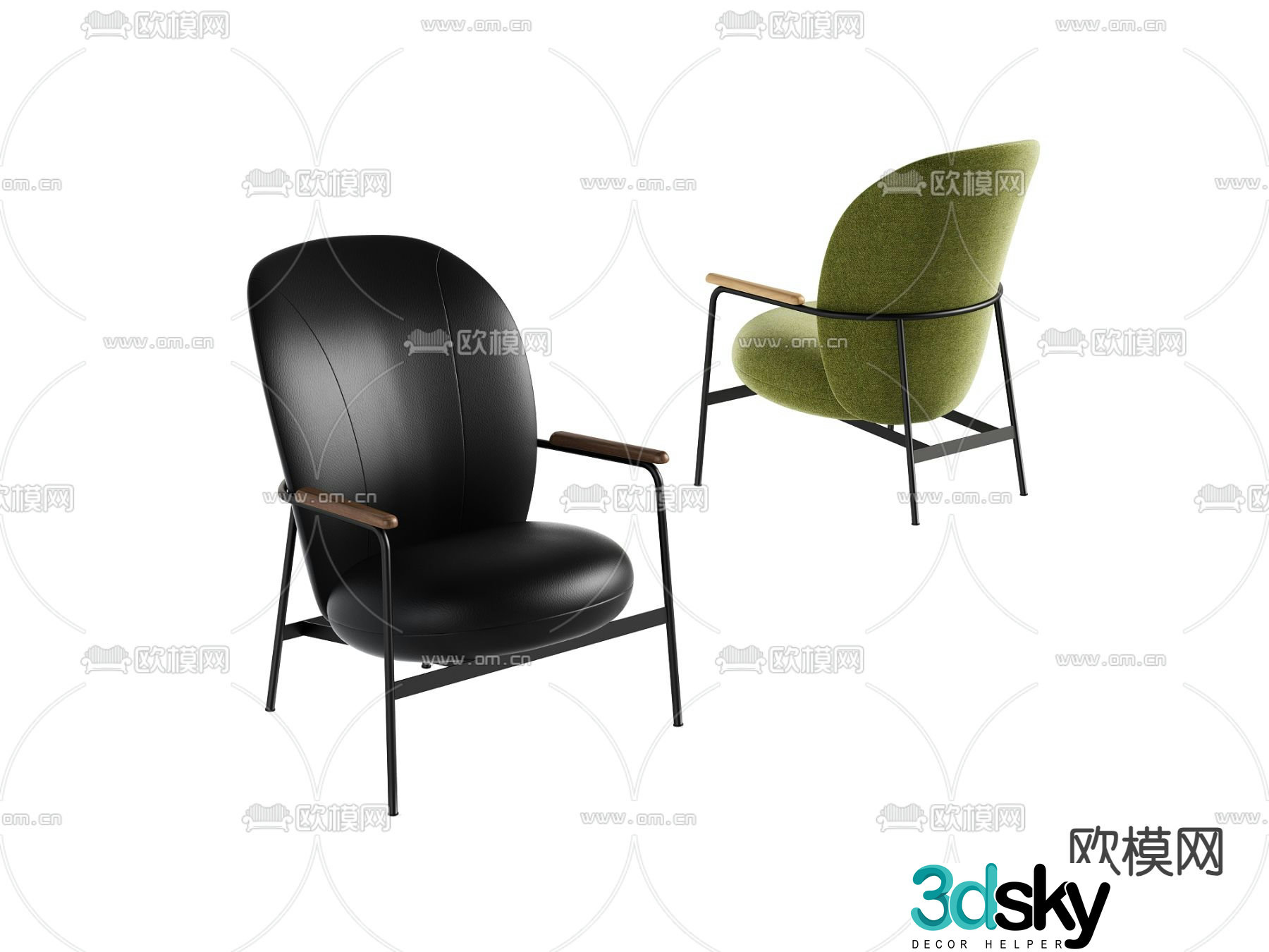 Leather chair casual chair 3d model