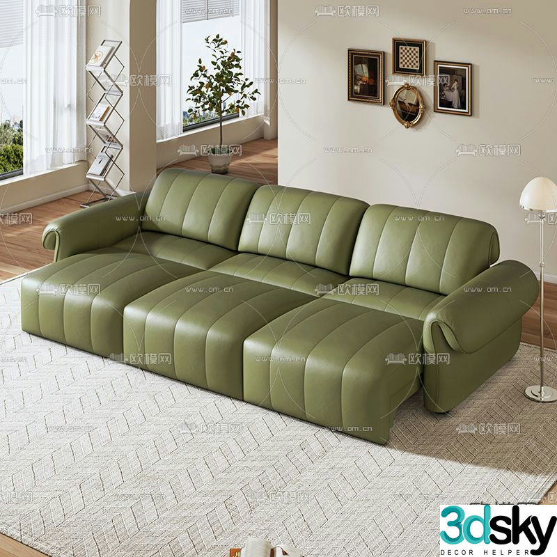 Wabi-sabi sofa bed three-person sofa 3D model