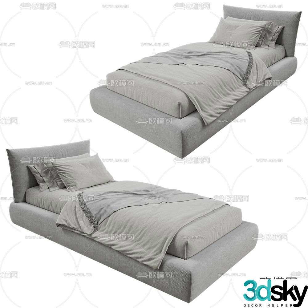 Beds one single bed 3d model