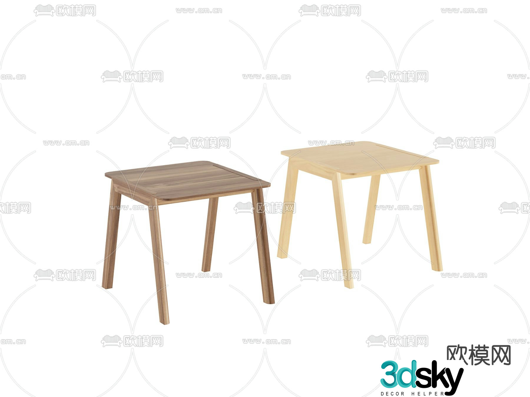 Modern solid wood table square table 3d model