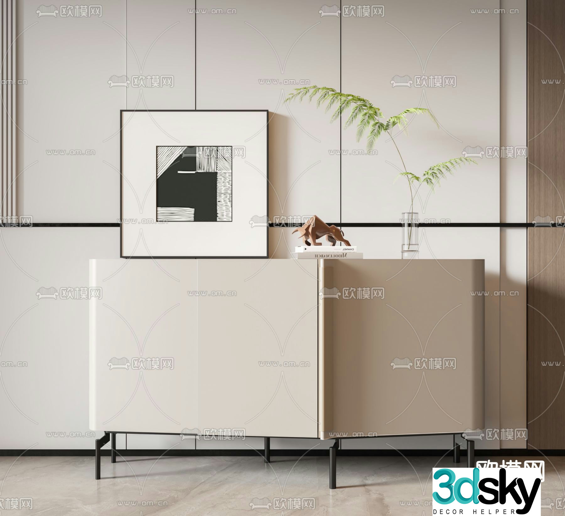 Modern side cabinet entrance cabinet end view cabinet 3D model