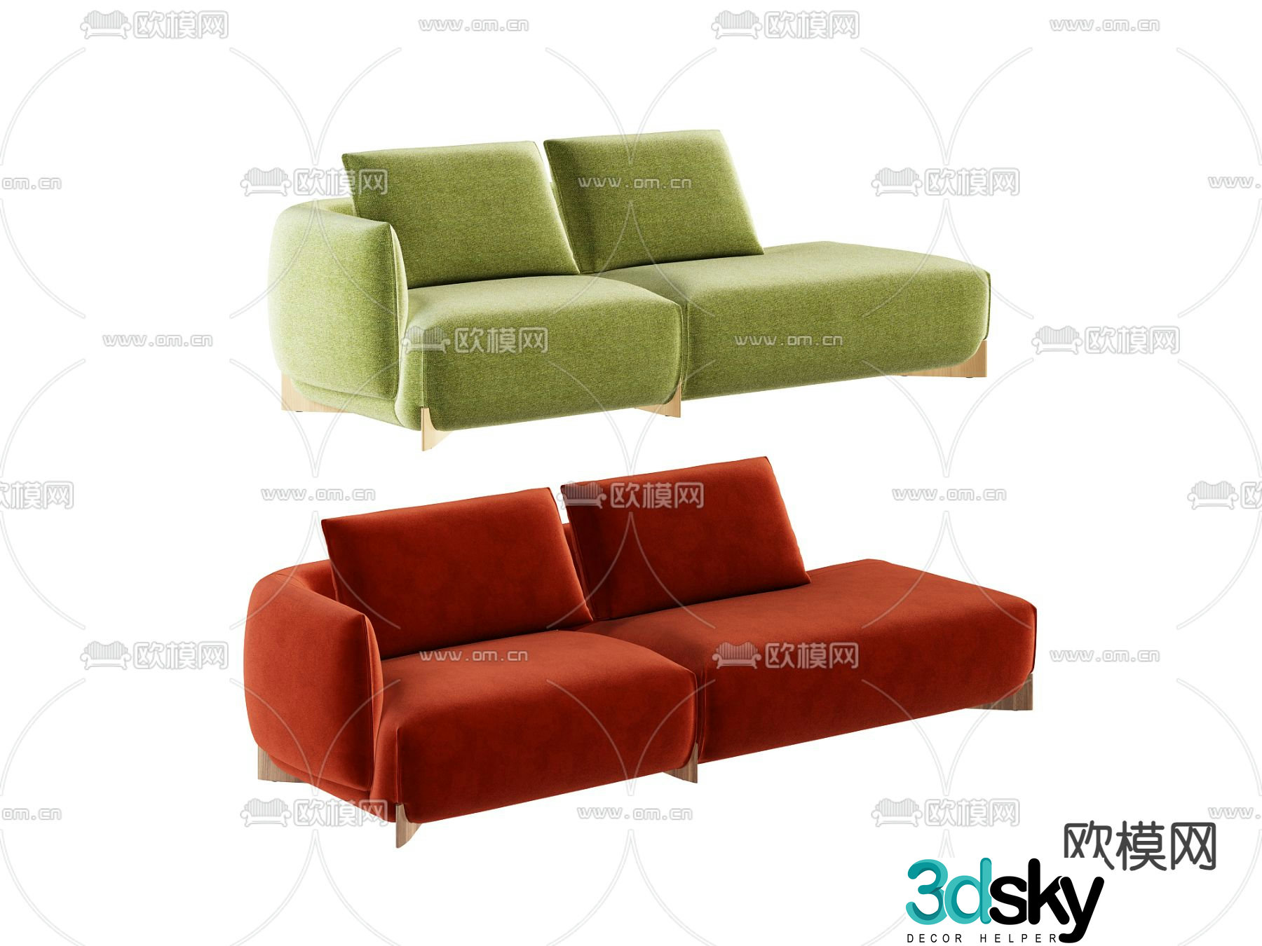 3d model of double sofa
