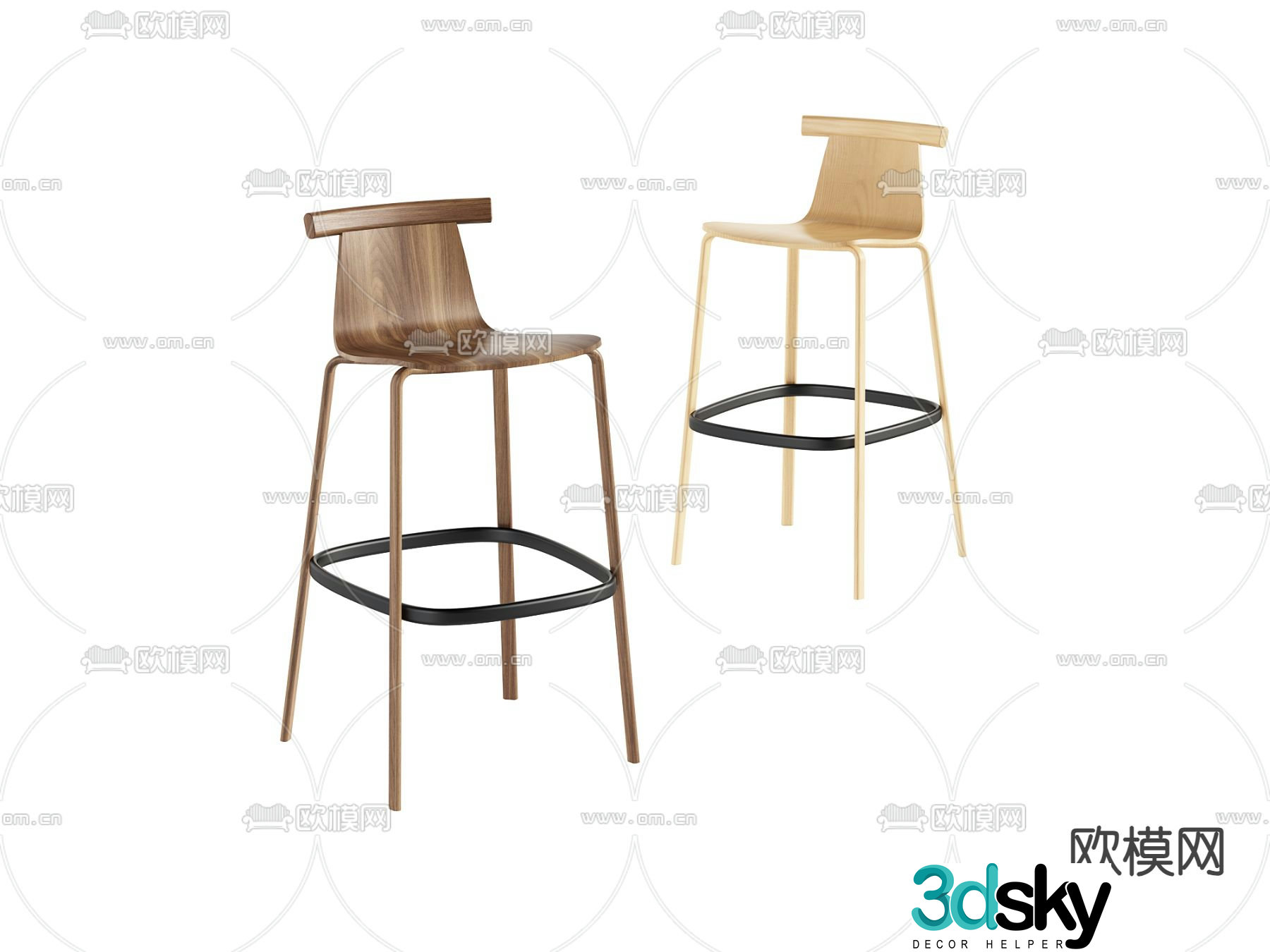Modern bar chair high chair 3d model