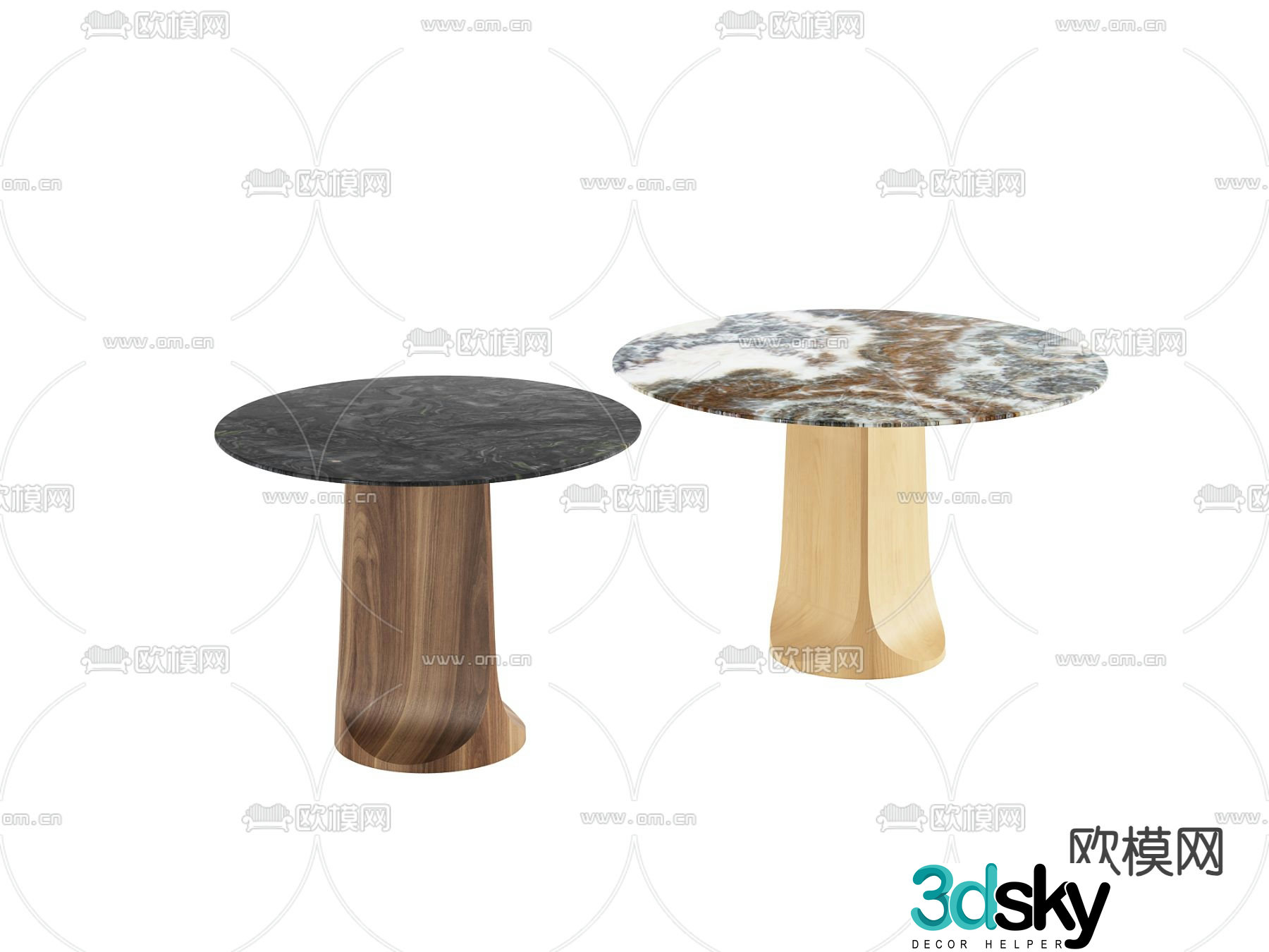 Round dining table dining table 3d model