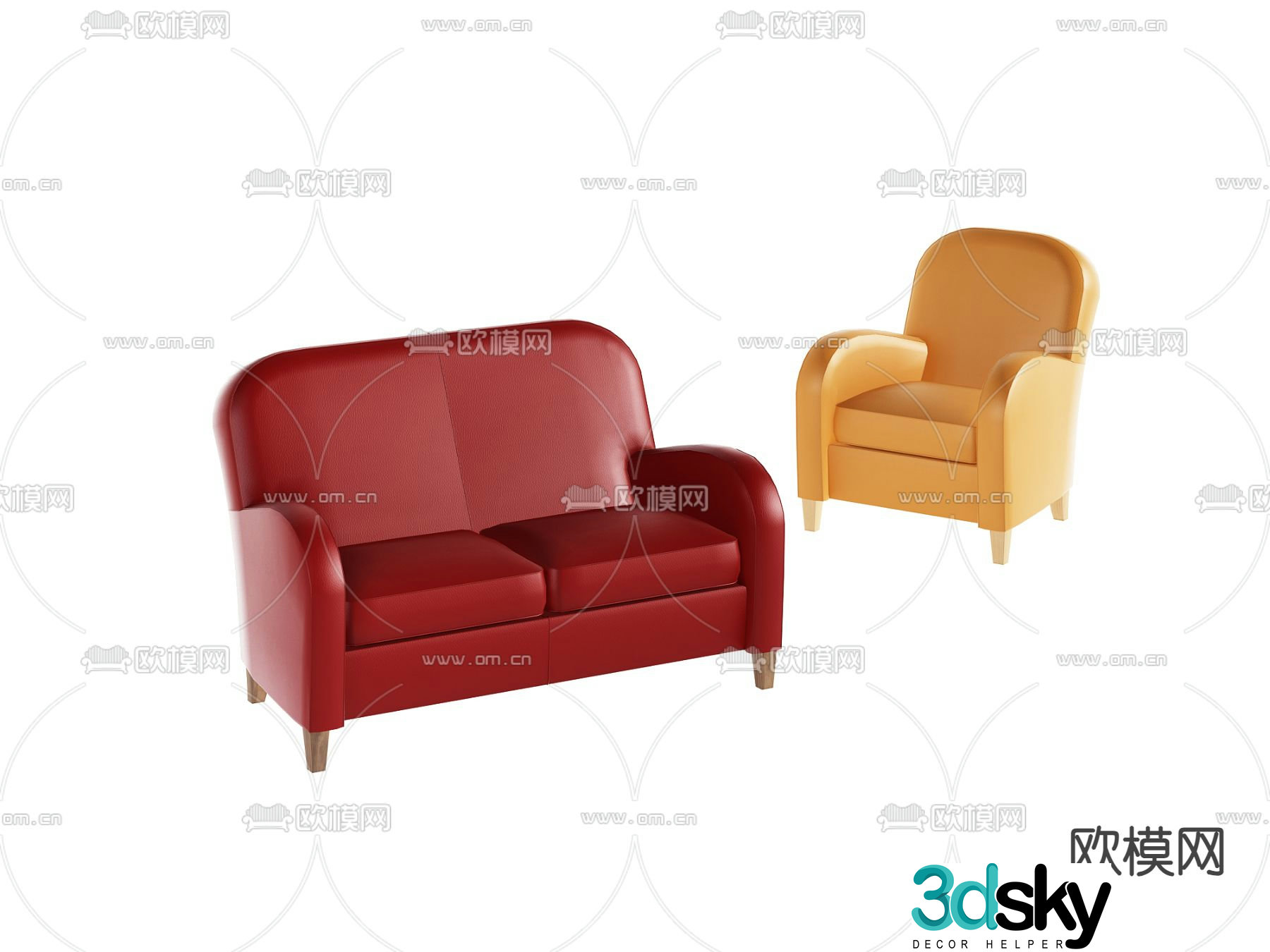 Red sofa 3d model