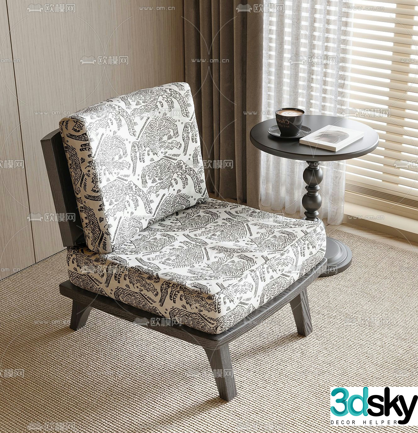 French chair lounge chair 3d model