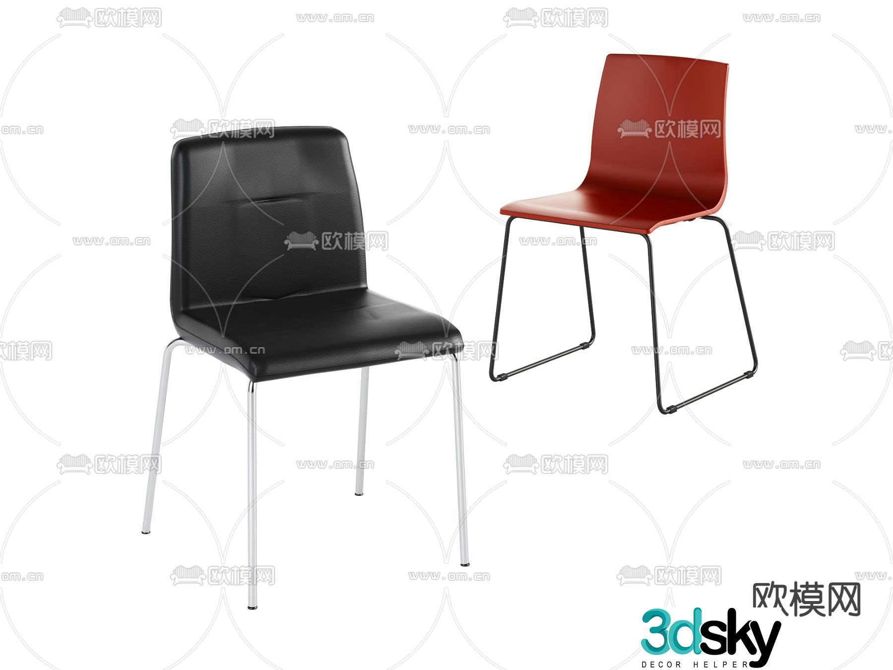 Modern chair dining chair 3d model