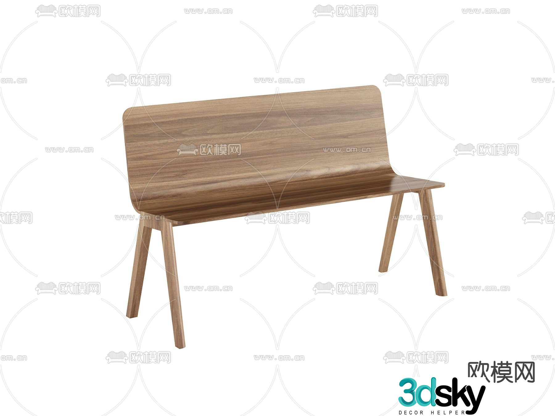 Bench long seat double seat 3d model