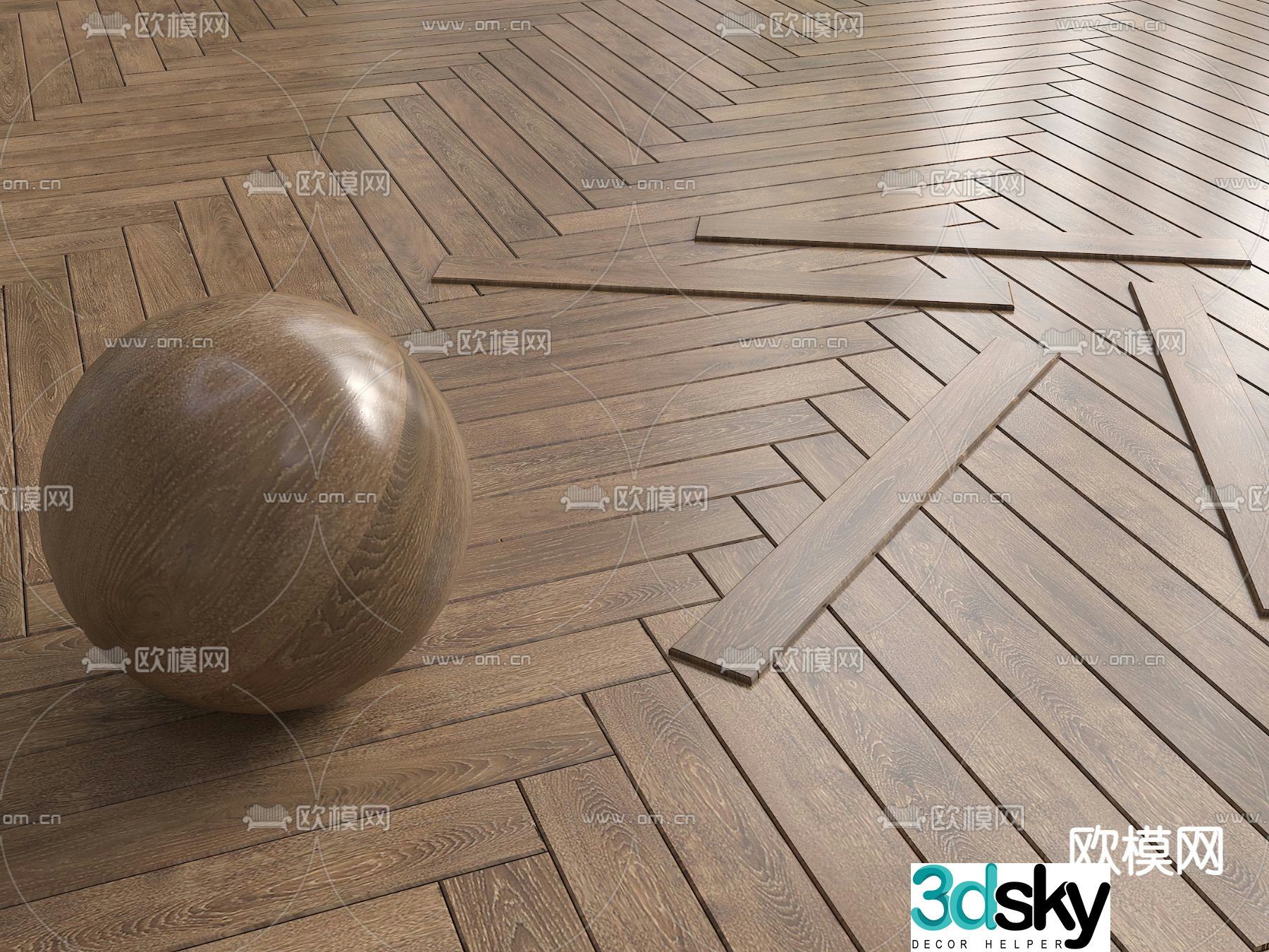 Fish Orange Floor Coffee Wood Floor 3D Model