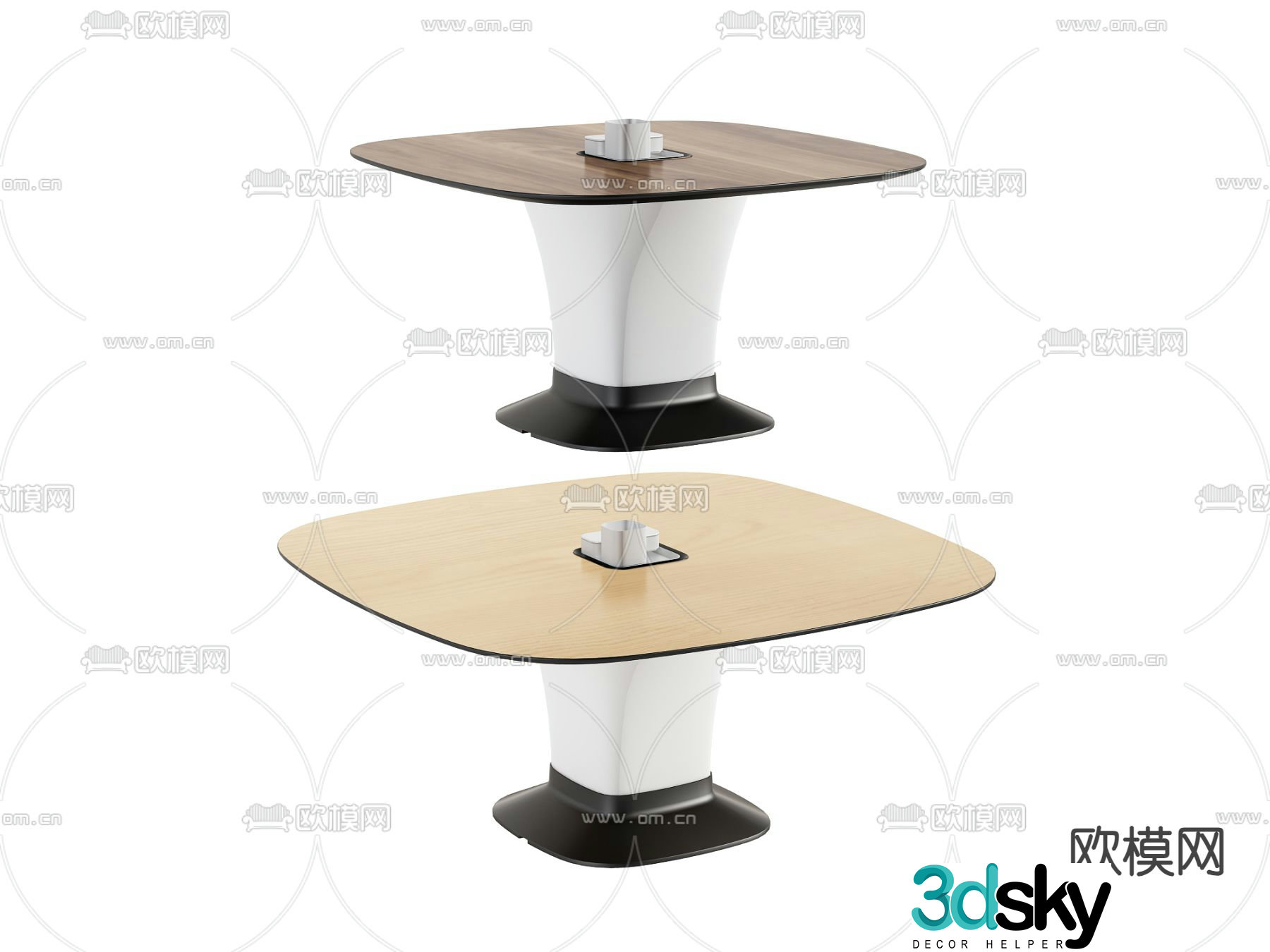 Modern square conference table office desk 3d model