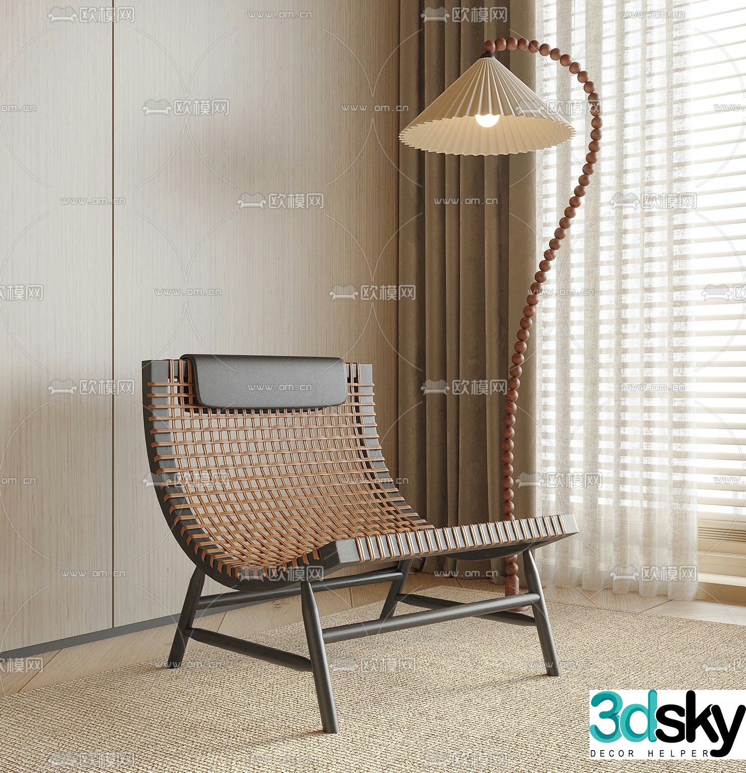 Modern rattan chair leisure chair chair 3d model