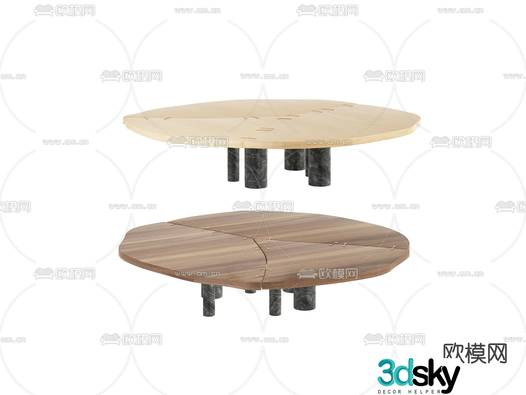 Solid wood coffee table round coffee table 3D model