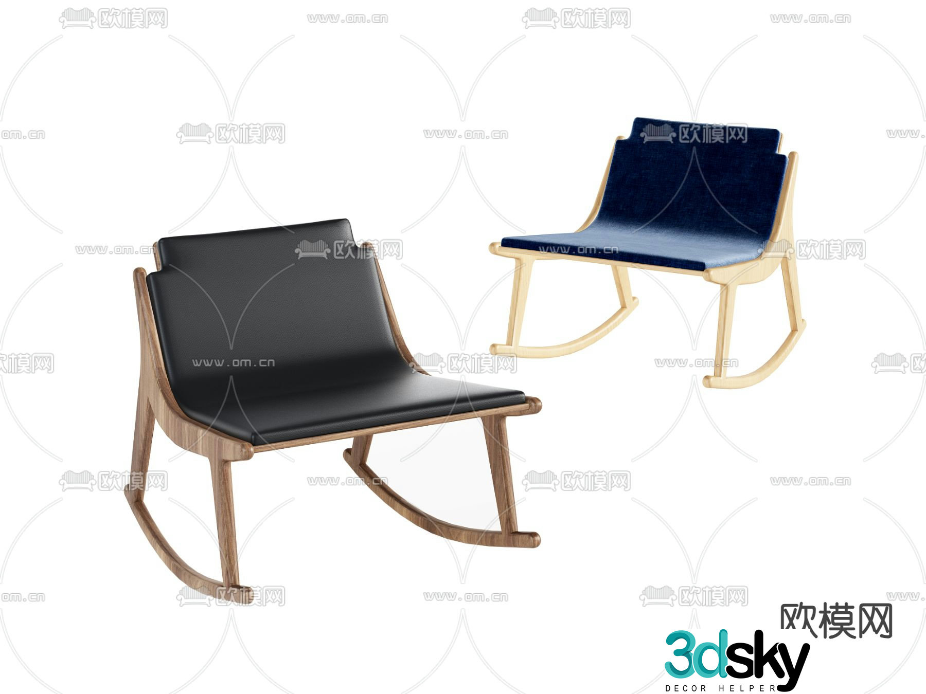Modern chair casual chair rocking chair 3d model
