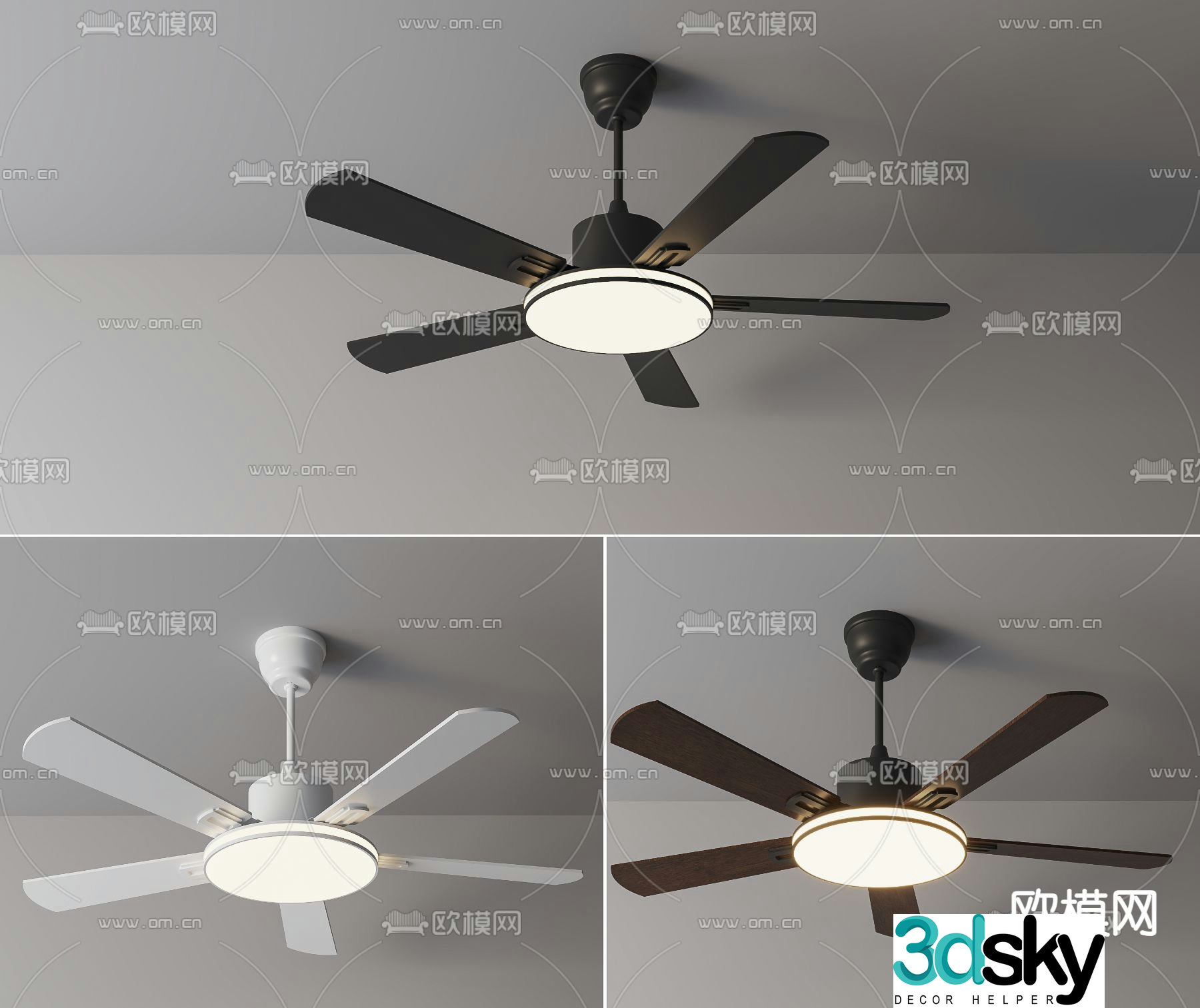 Simple fan lamp ceiling fan lamp 3d model