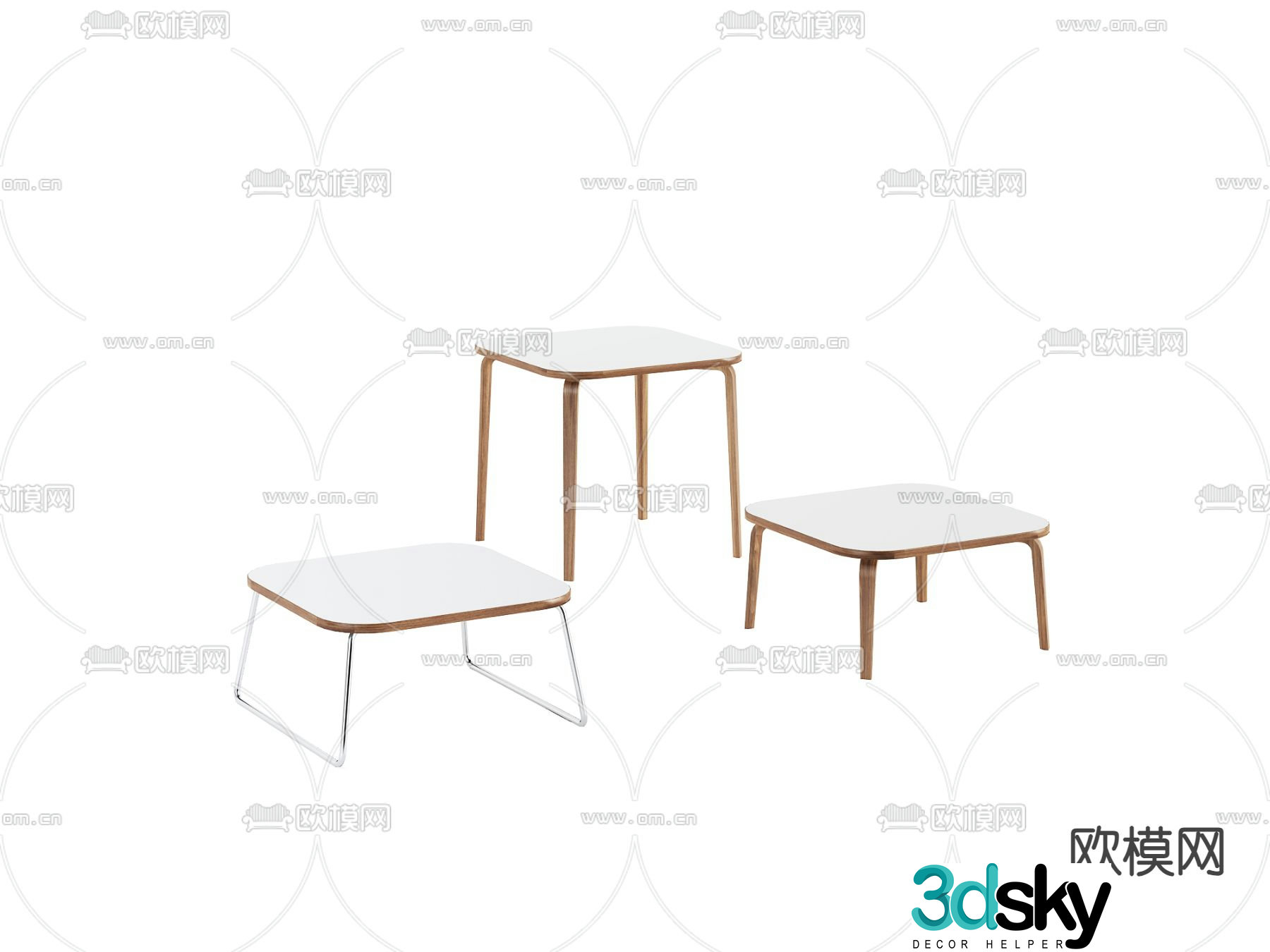 Modern side table angle table 3D model