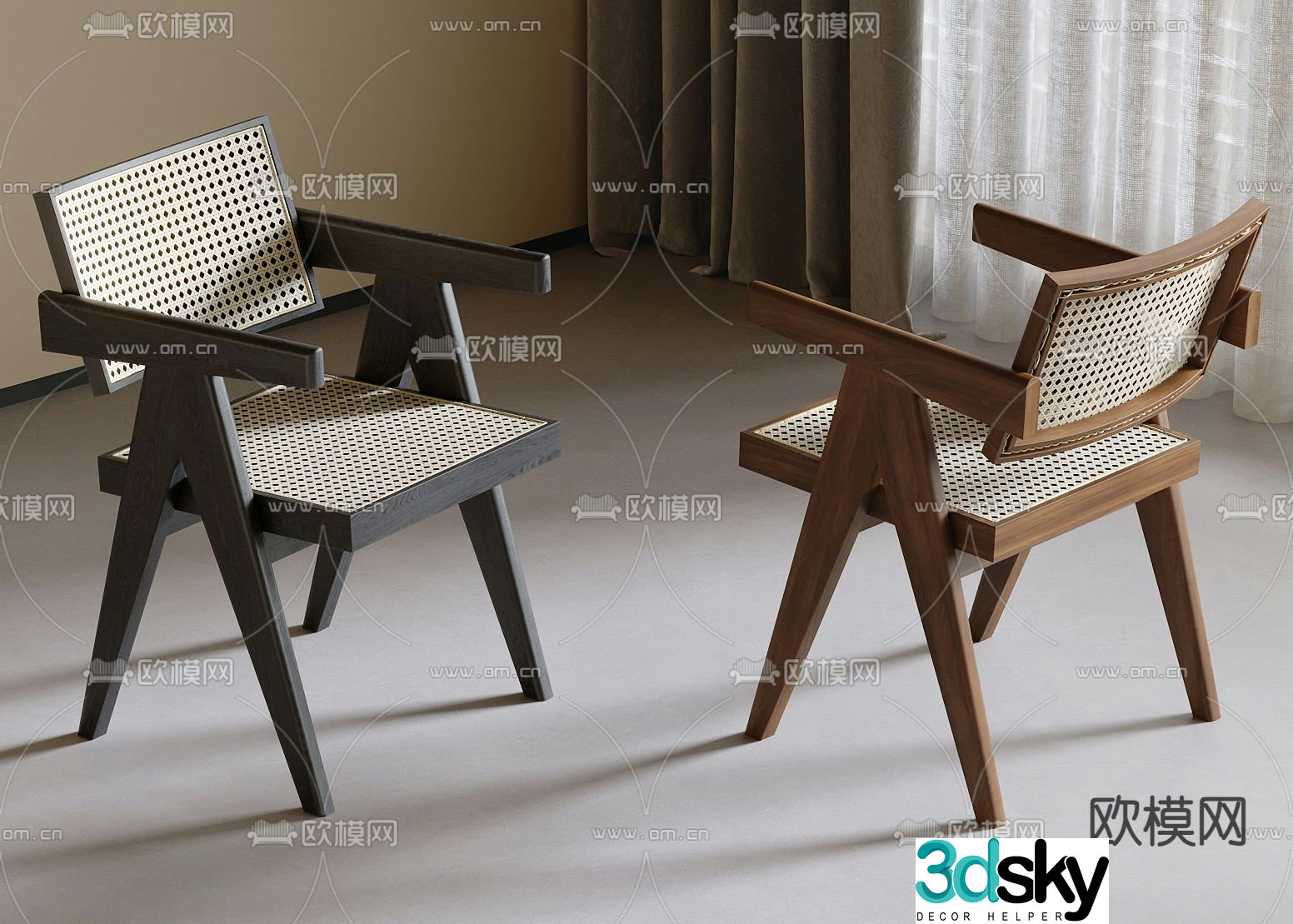 rattan dining chair chair 3d model