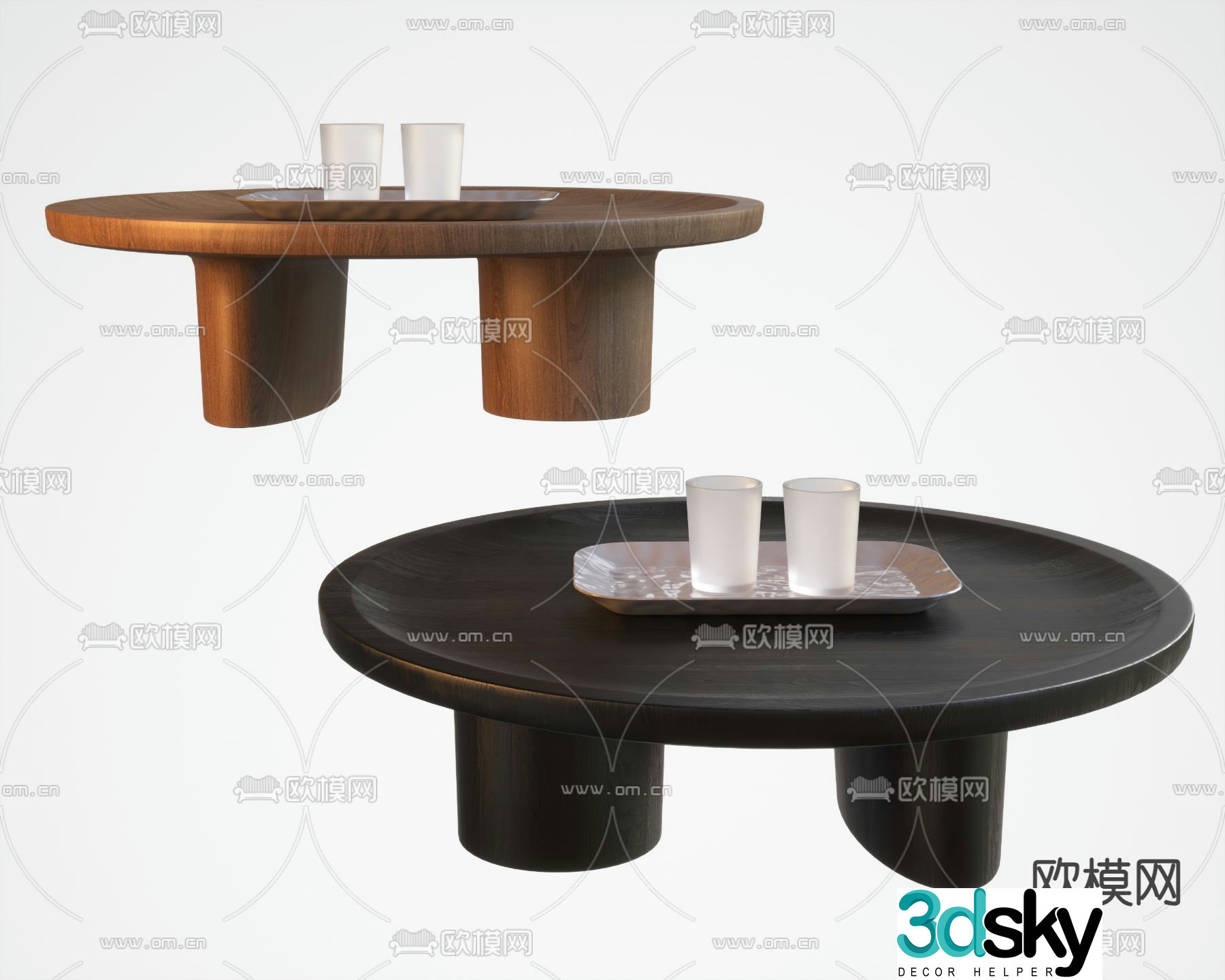 Wabi-sabi coffee table round coffee table 3d model